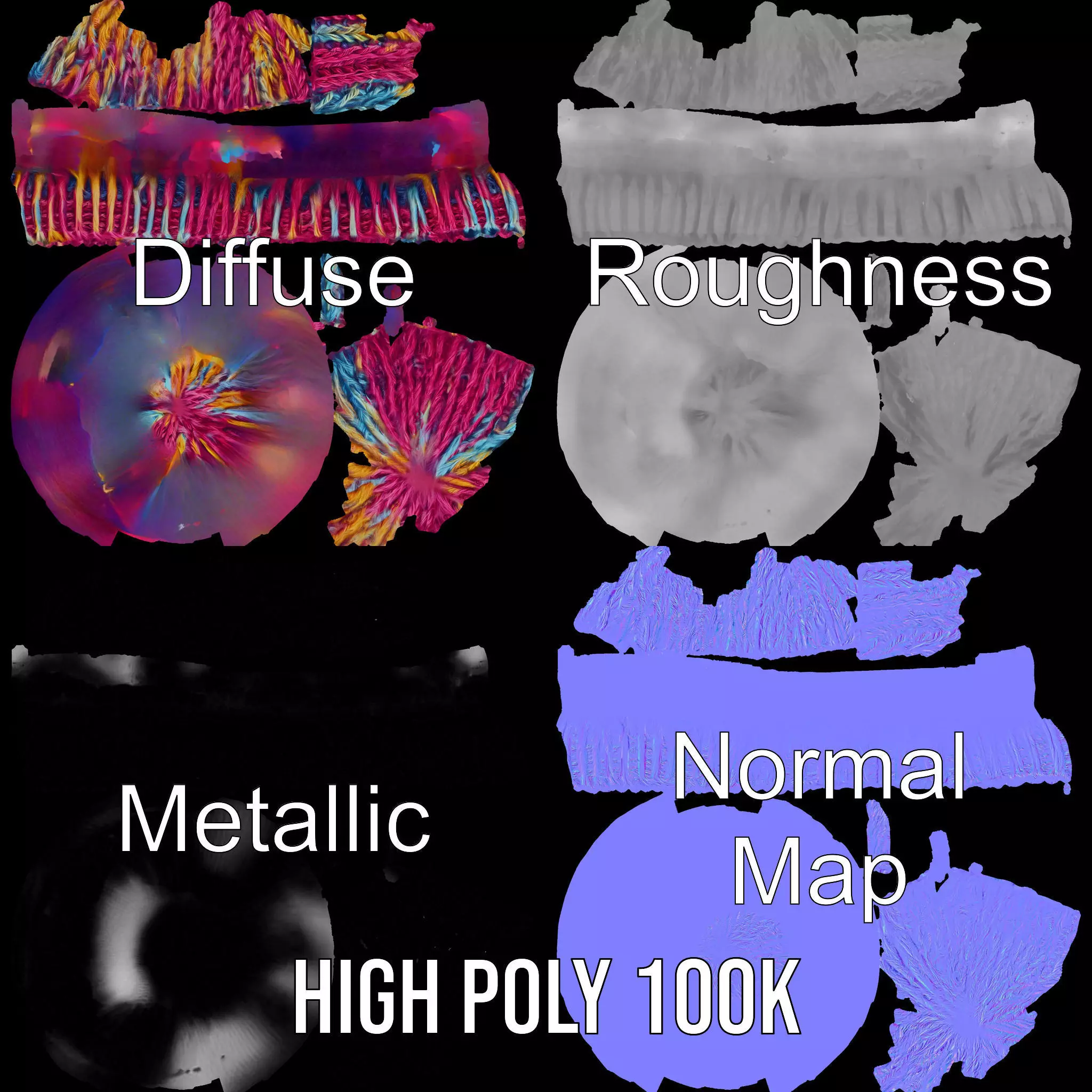 Rainbow Knit Beanie model pack Low-poly 3D model_3