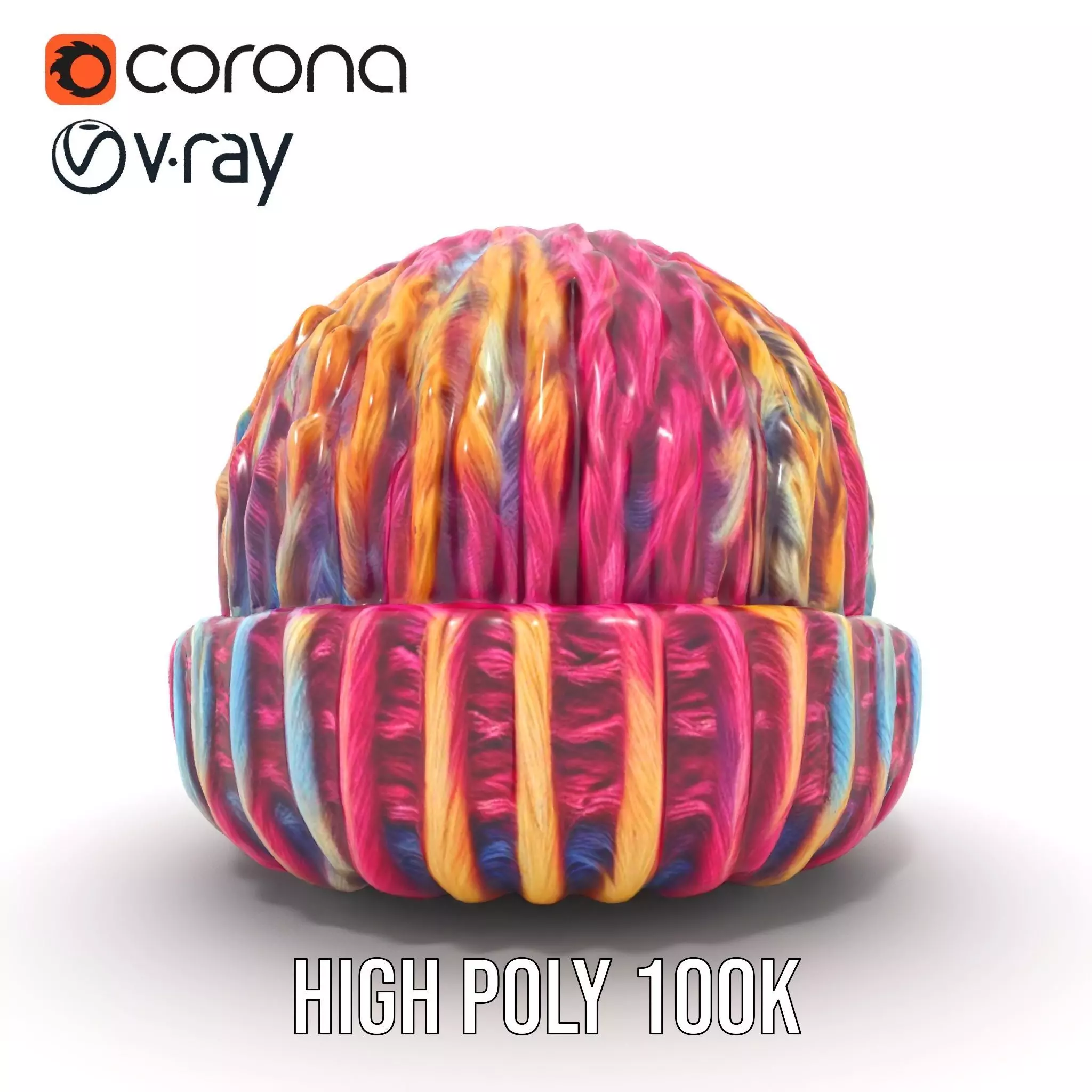 Rainbow Knit Beanie model pack Low-poly 3D model_24