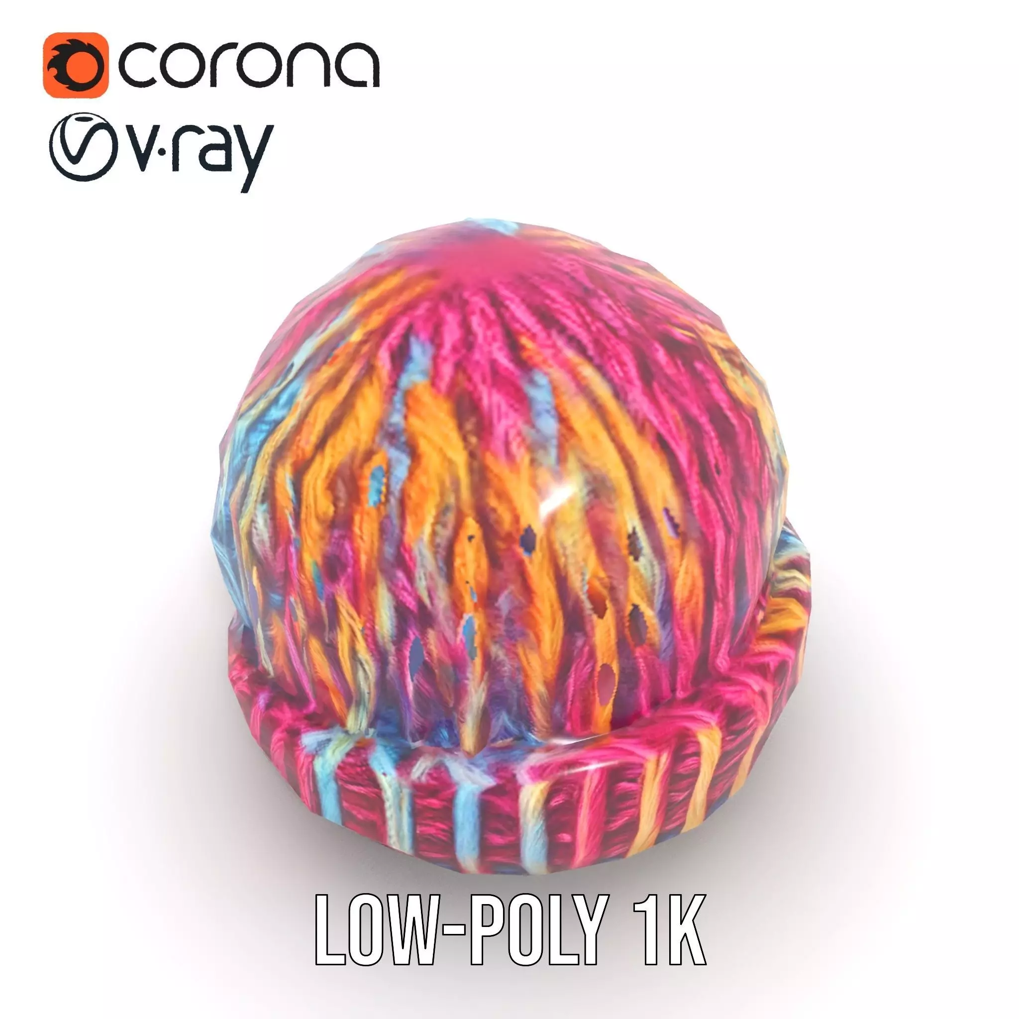 Rainbow Knit Beanie model pack Low-poly 3D model_28