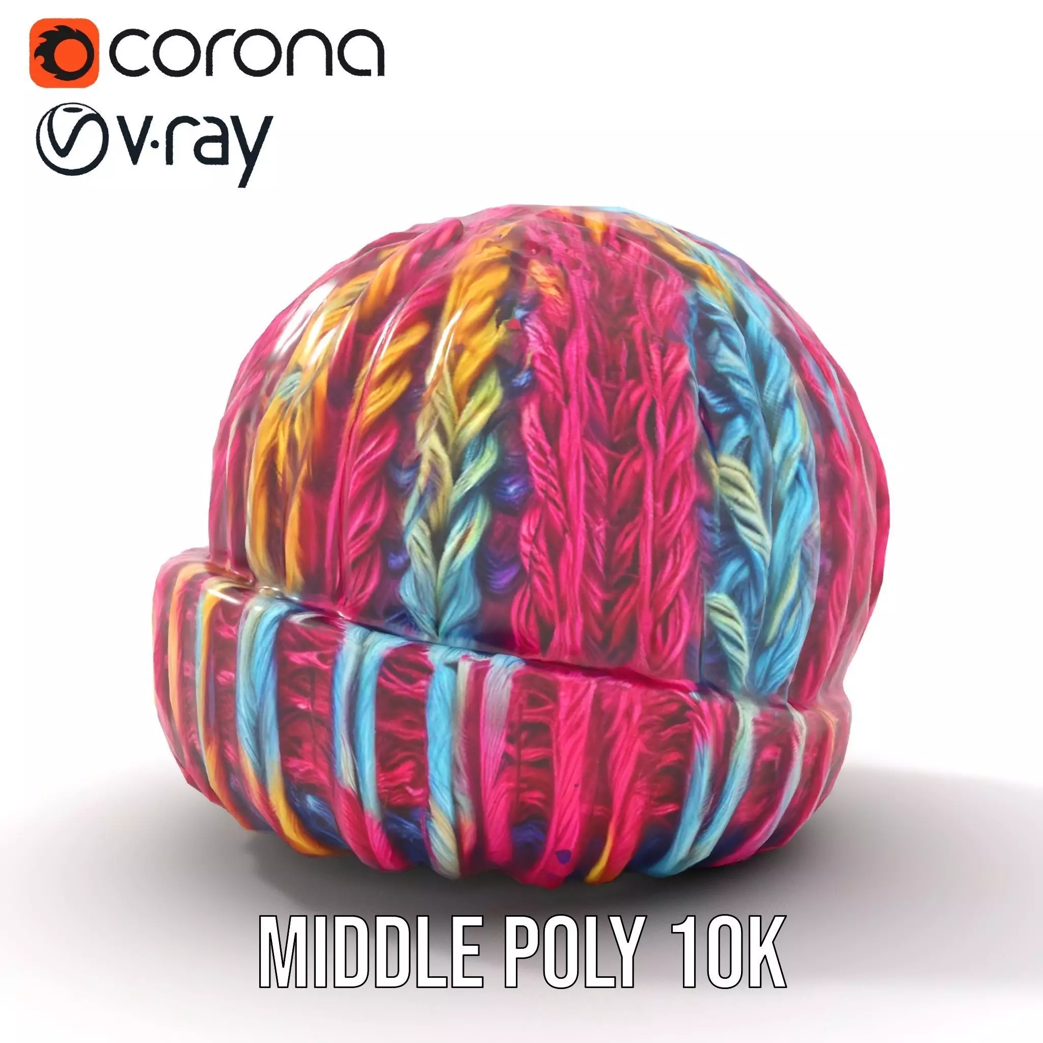 Rainbow Knit Beanie model pack Low-poly 3D model_19