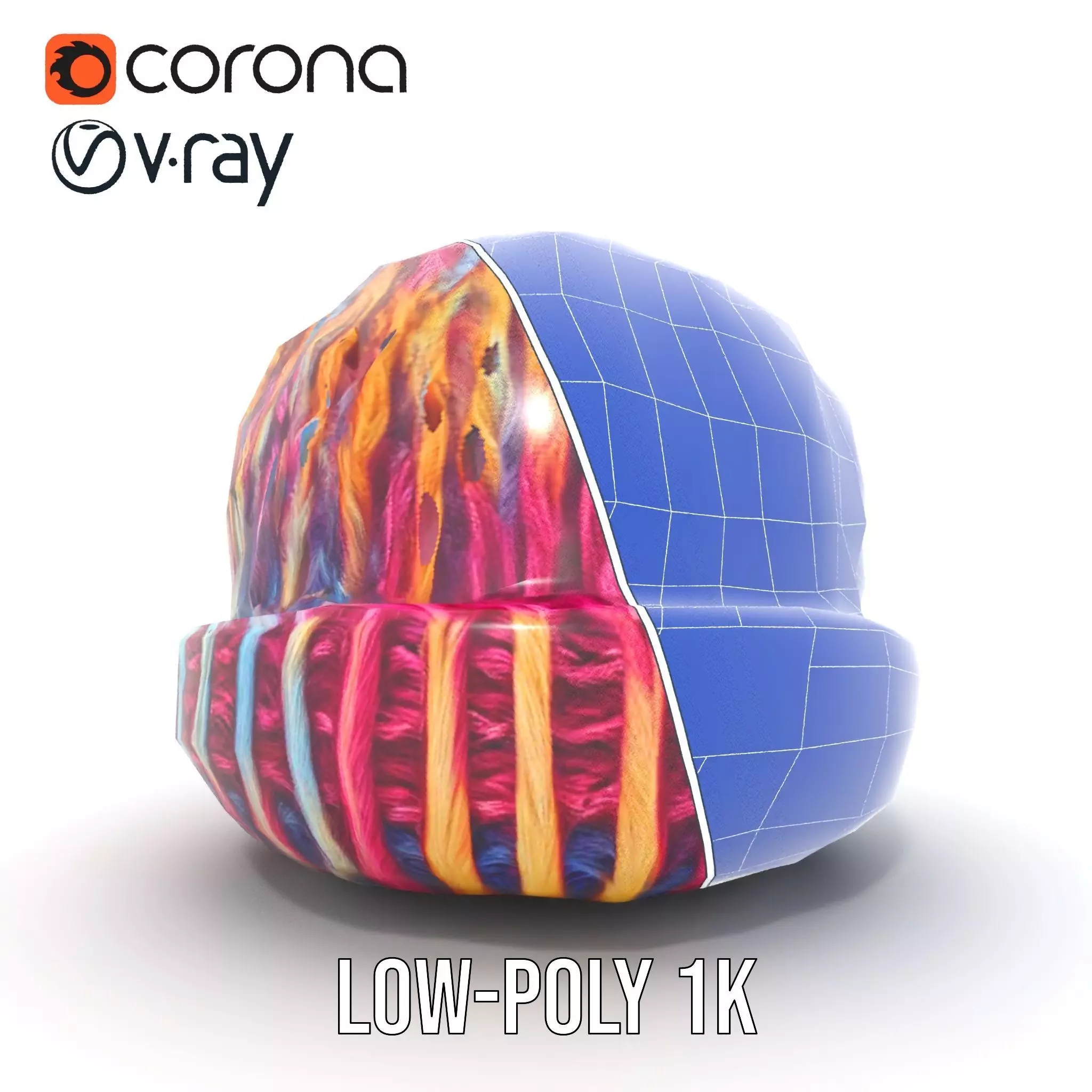 Rainbow Knit Beanie model pack Low-poly 3D model_26