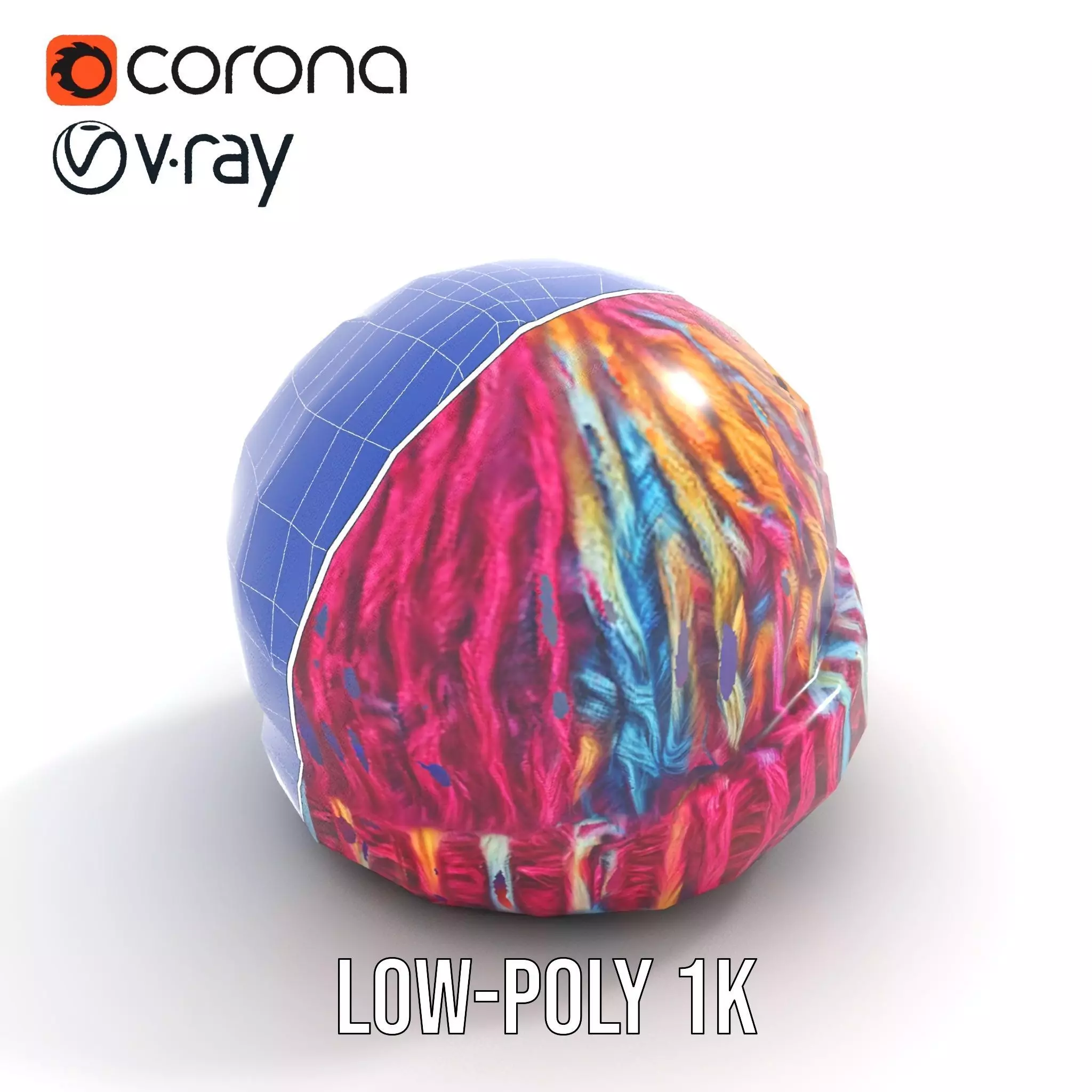 Rainbow Knit Beanie model pack Low-poly 3D model_9