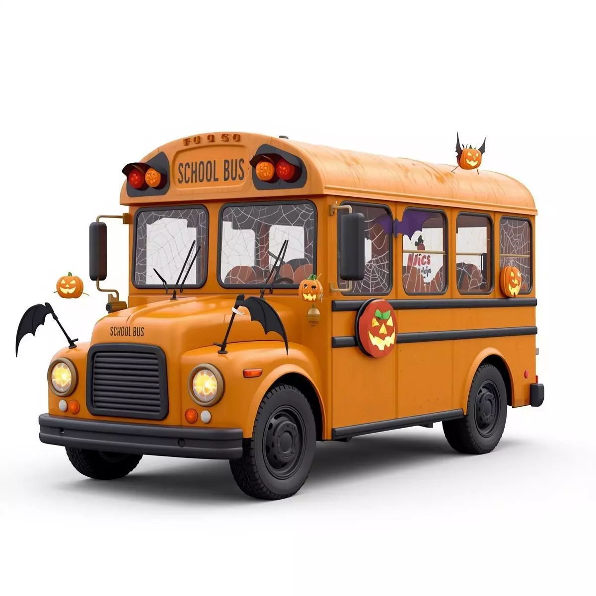 Haunted Halloween School Bus 3D Model Low-poly 3D model_0
