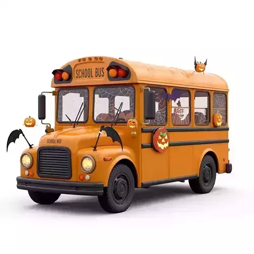 Haunted Halloween School Bus 3D Model