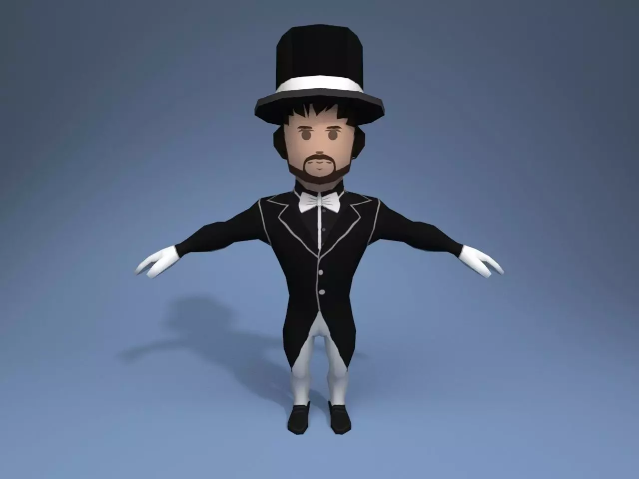 Medieval character gentleman Low-poly 3D model_0
