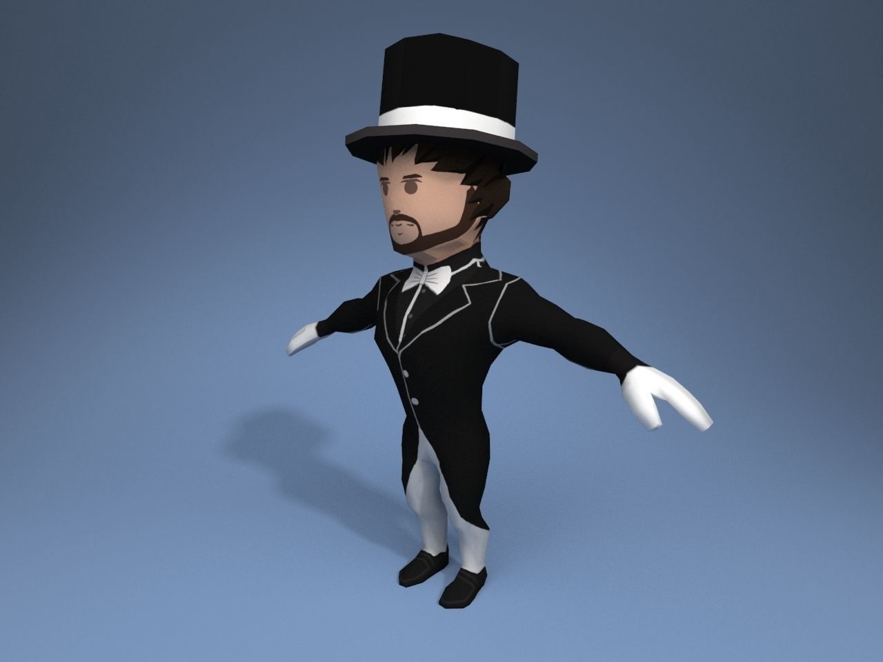 Medieval character gentleman Low-poly 3D model_2