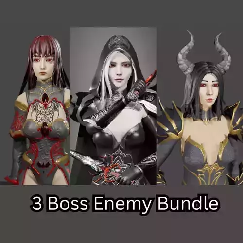 Dark Fantasy Boss Enemy NPC Bundle  3 Game Ready Characters