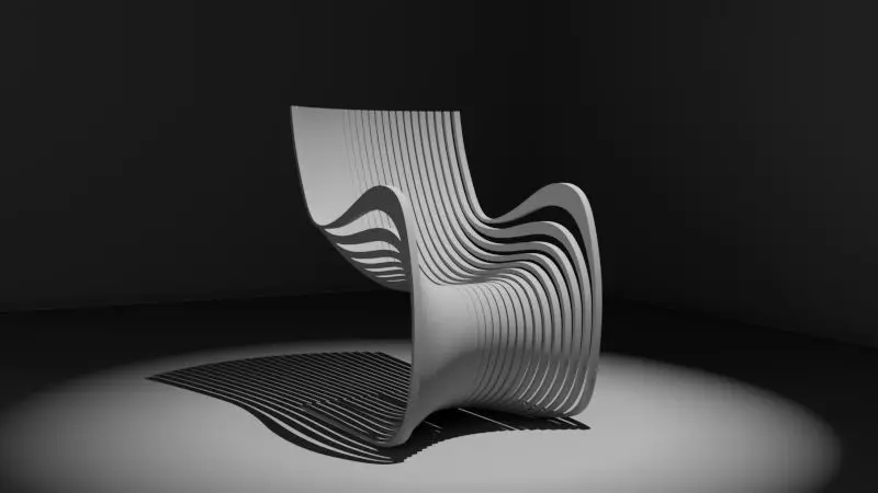 Parametric Wooden Chair Modern Furniture 3D Model 3D model_4