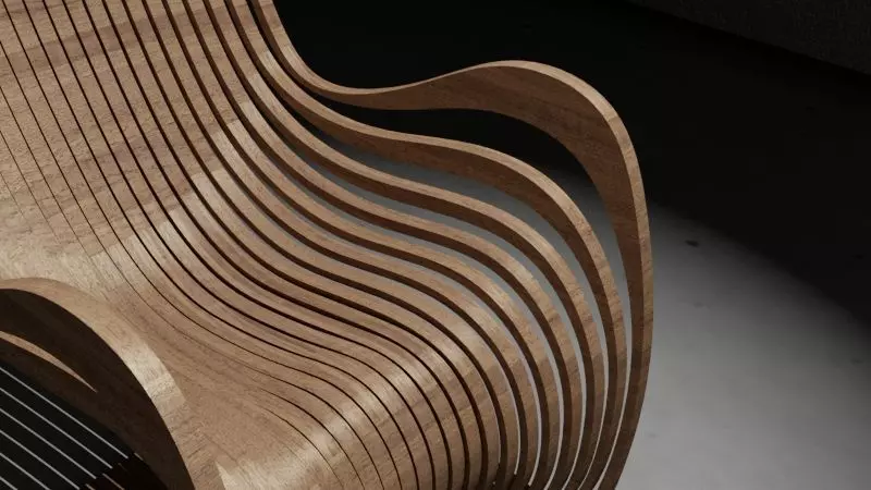 Parametric Wooden Chair Modern Furniture 3D Model 3D model_2