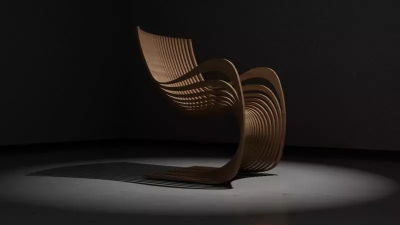 Parametric Wooden Chair Modern Furniture 3D Model 3D model_1