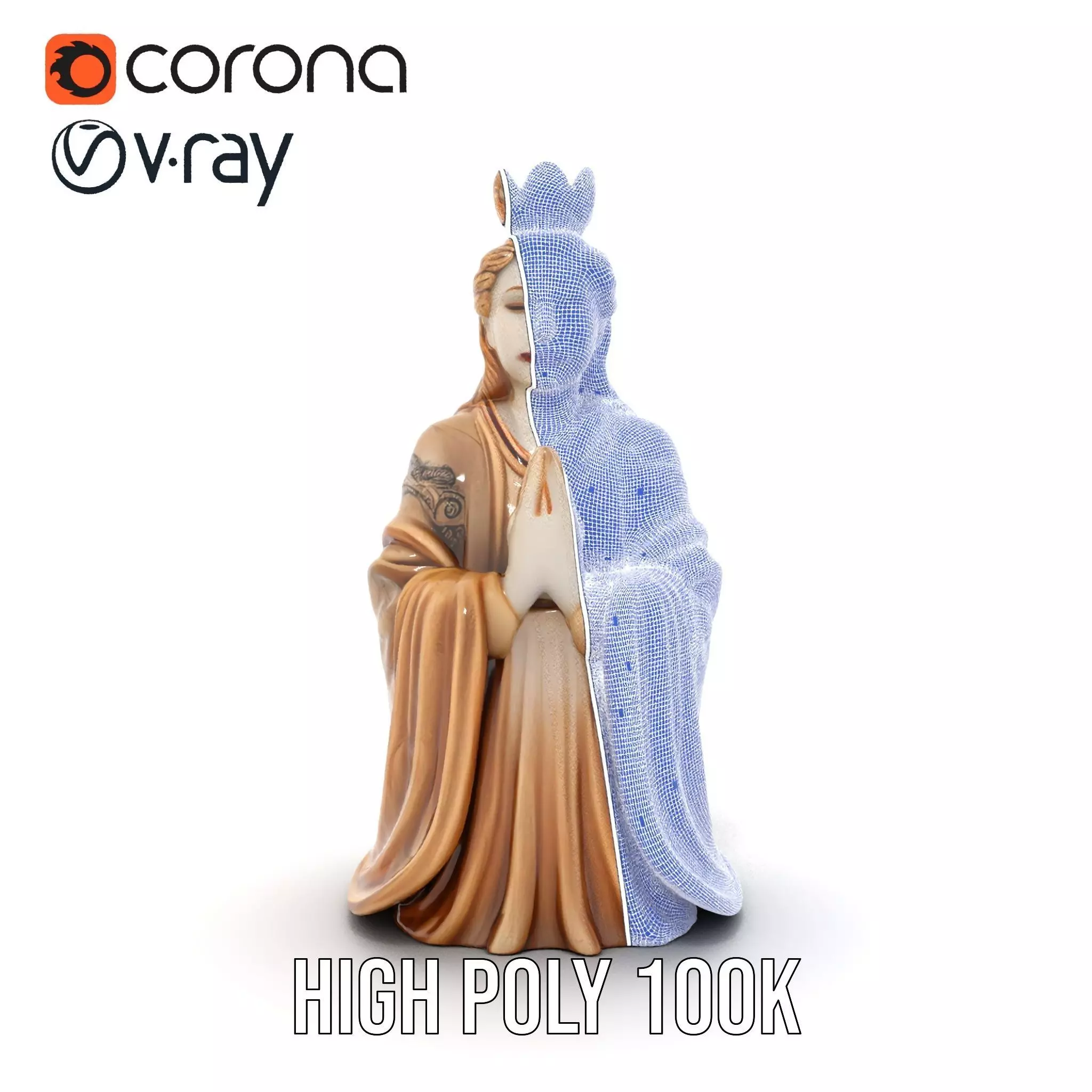 Serene Sandstone Statue model pack Low-poly 3D model_26