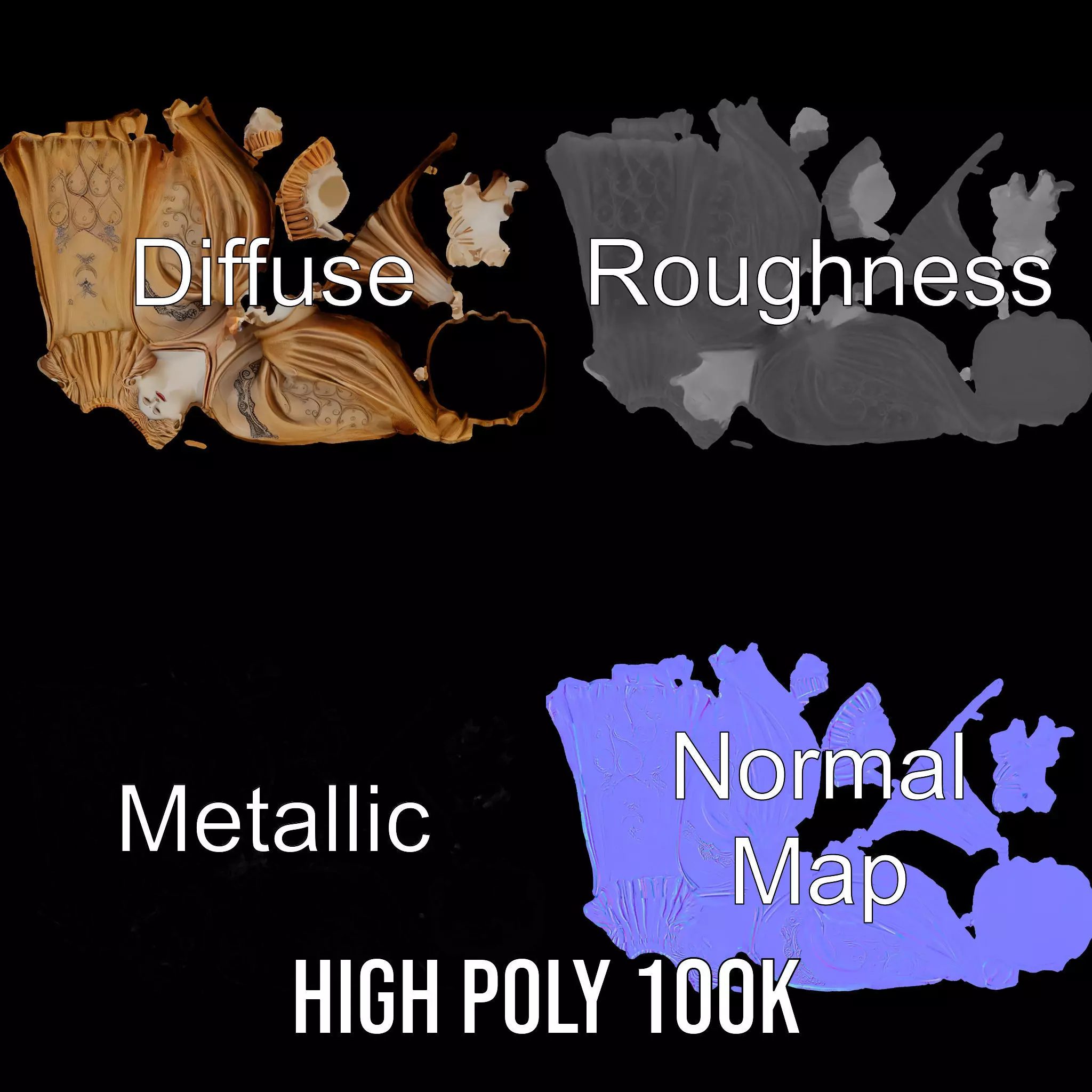 Serene Sandstone Statue model pack Low-poly 3D model_3