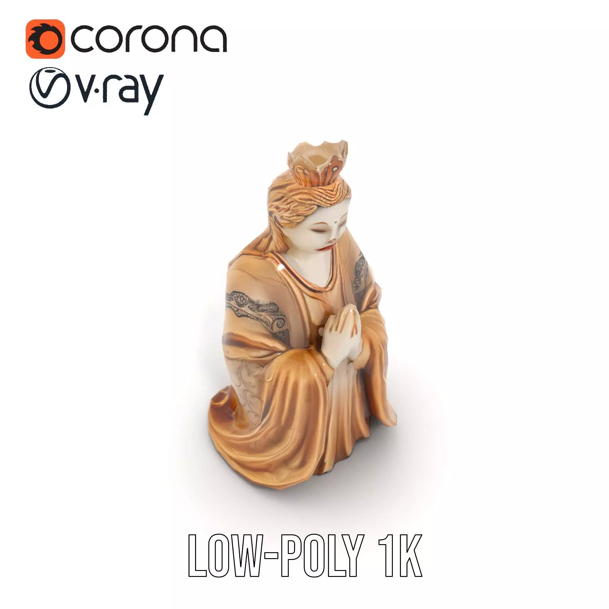 Serene Sandstone Statue model pack Low-poly 3D model_9