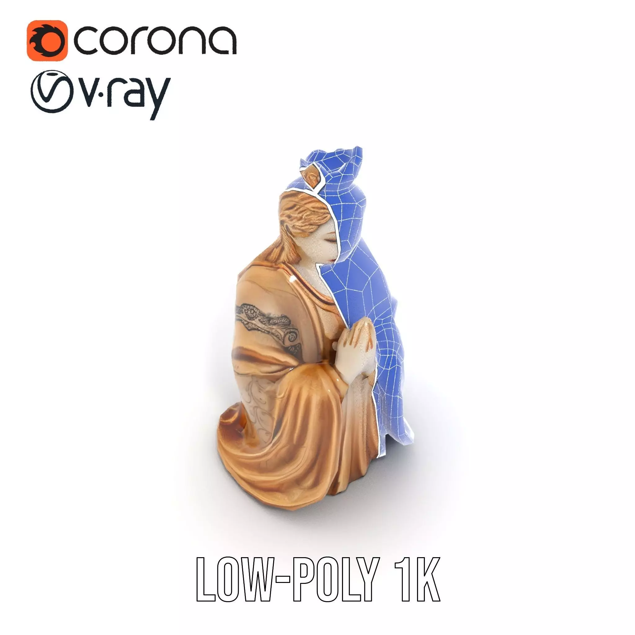 Serene Sandstone Statue model pack Low-poly 3D model_14