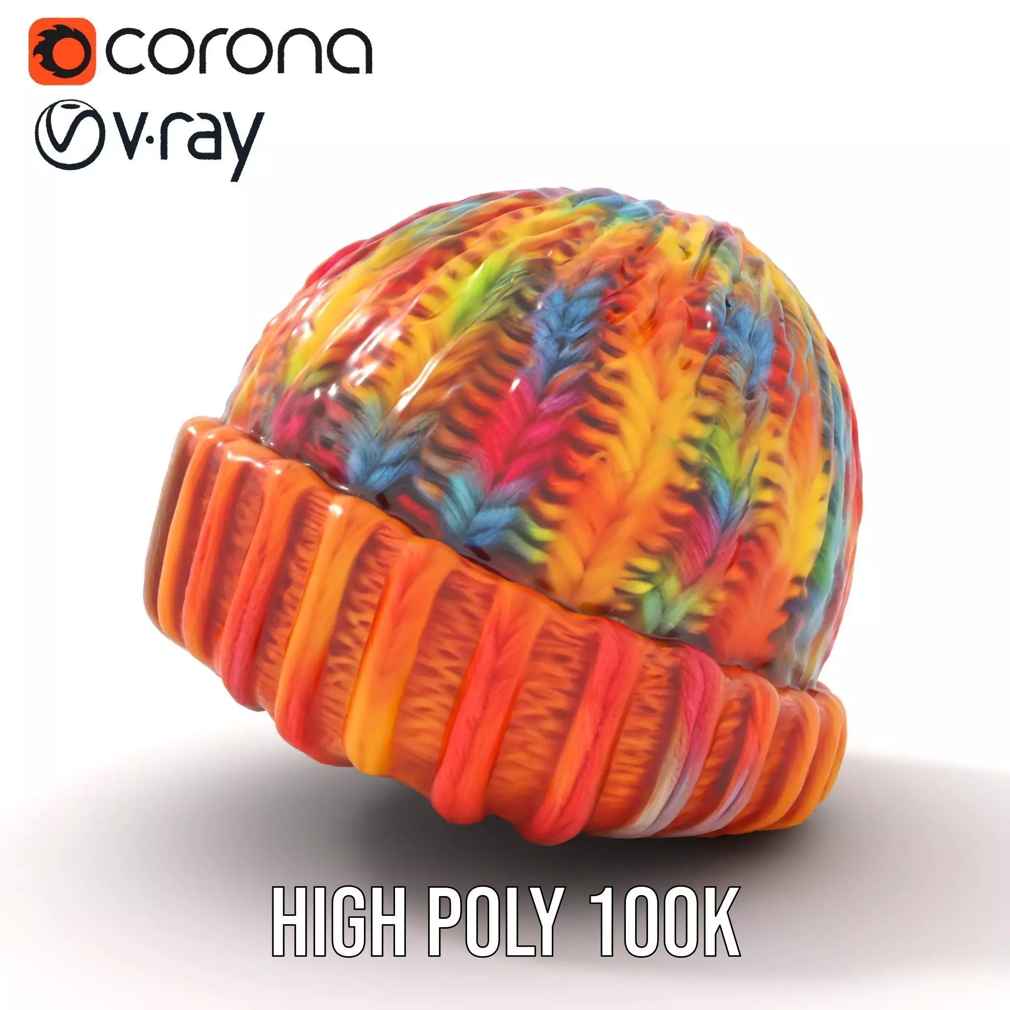 Rainbow Knit Beanie model pack Low-poly 3D model_23