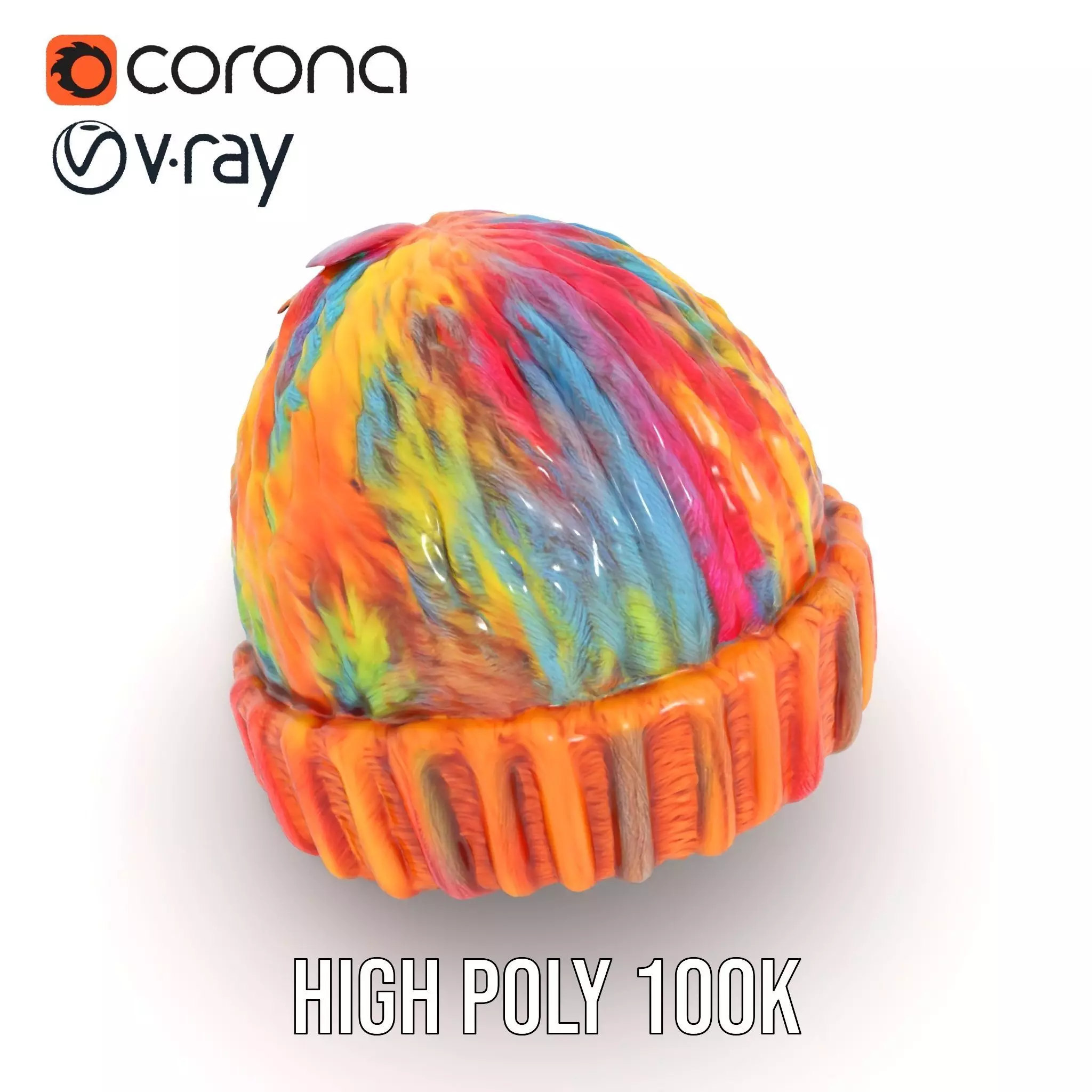 Rainbow Knit Beanie model pack Low-poly 3D model_18