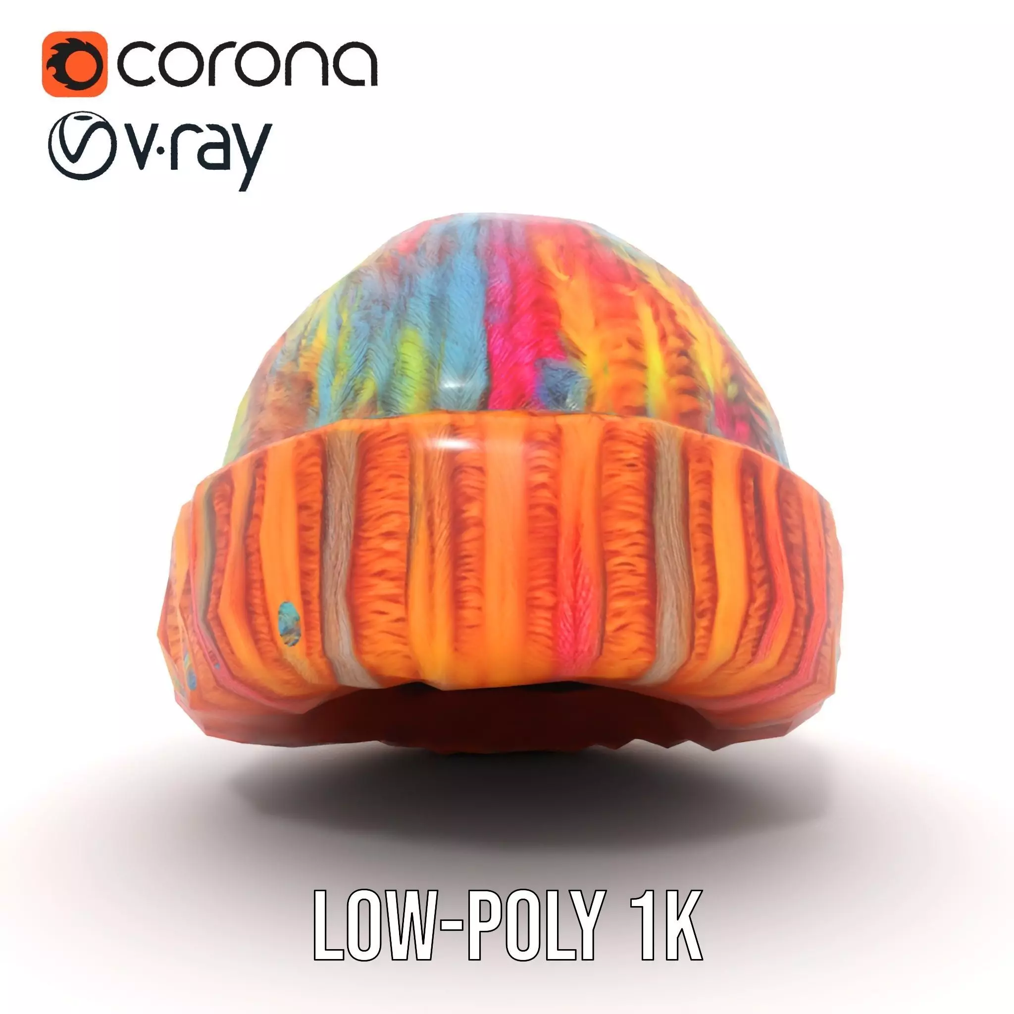 Rainbow Knit Beanie model pack Low-poly 3D model_20