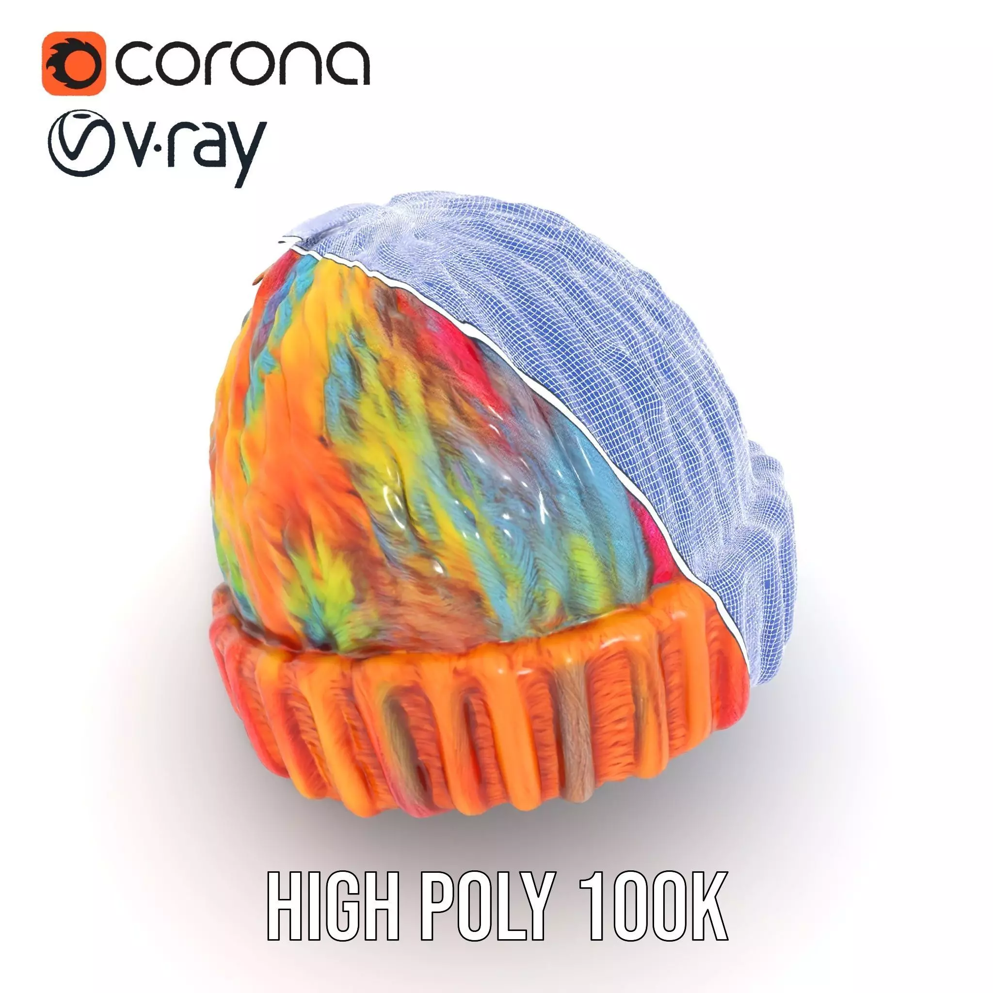 Rainbow Knit Beanie model pack Low-poly 3D model_32