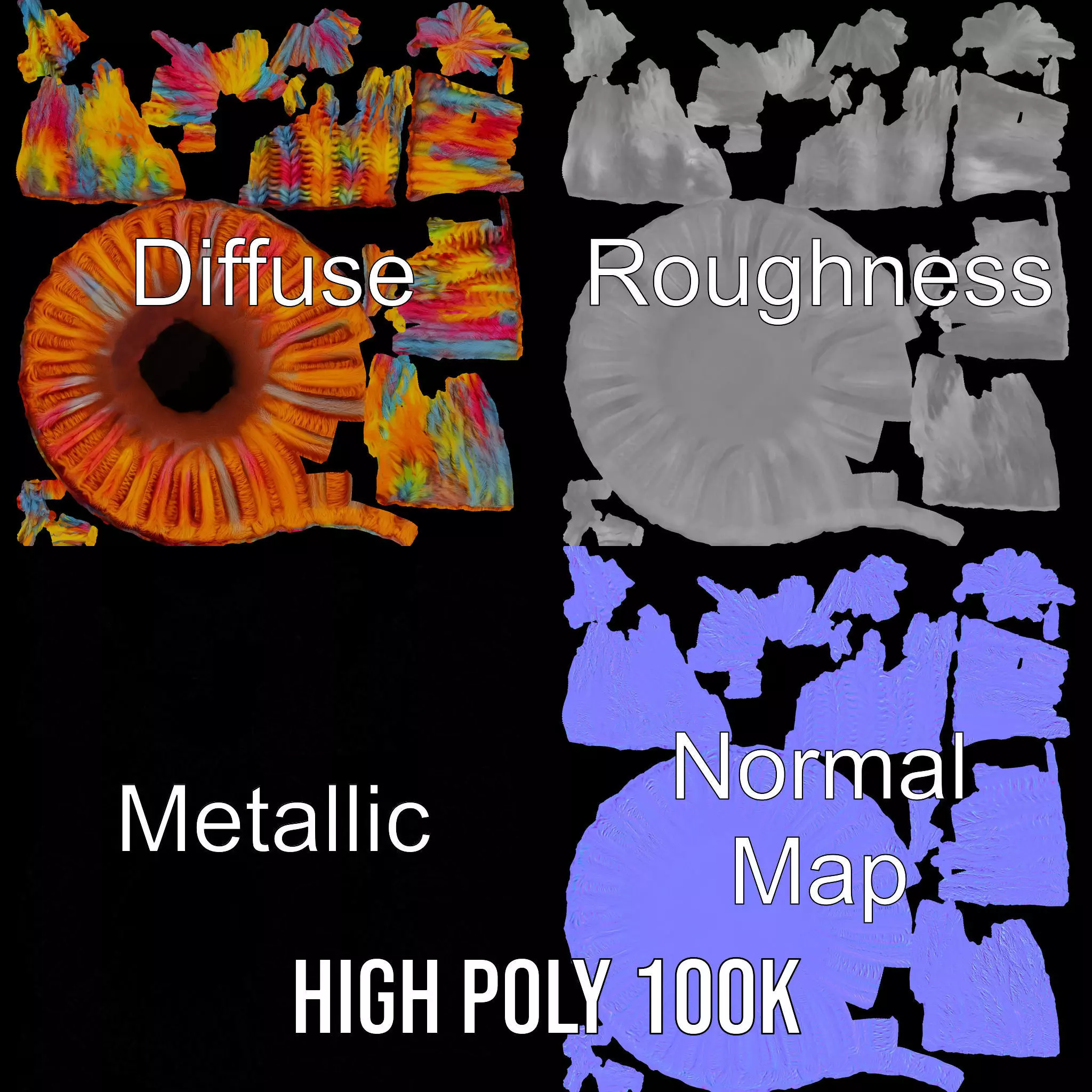 Rainbow Knit Beanie model pack Low-poly 3D model_3