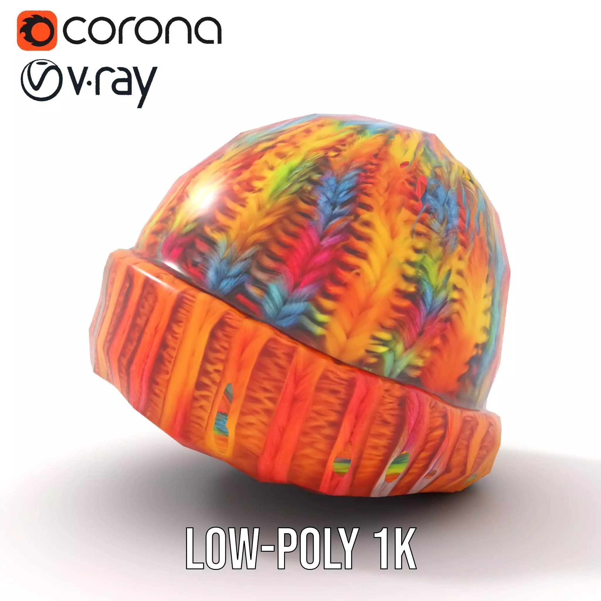 Rainbow Knit Beanie model pack Low-poly 3D model_7