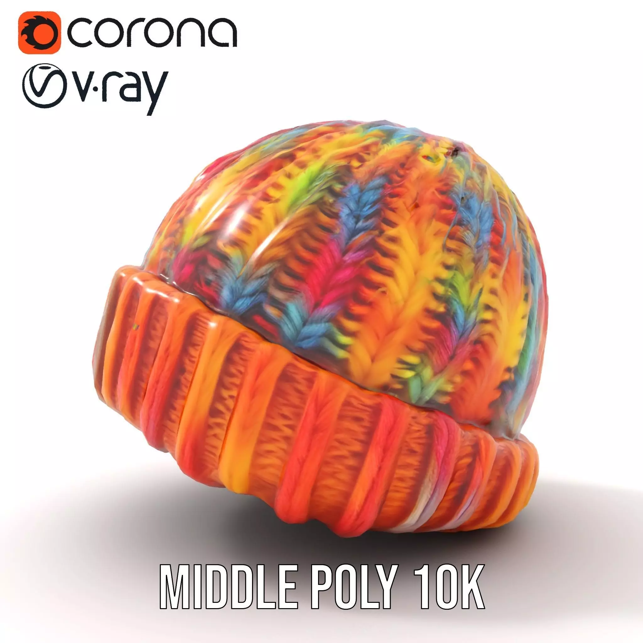 Rainbow Knit Beanie model pack Low-poly 3D model_13