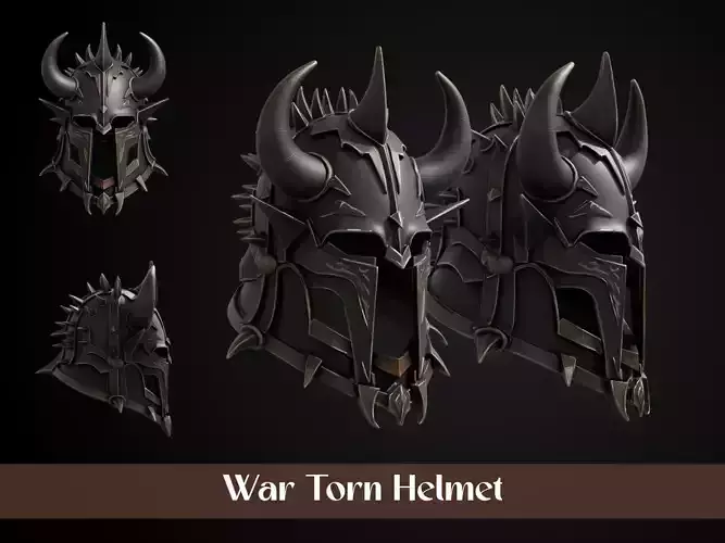 Stylized Orc Helmet - War Torn