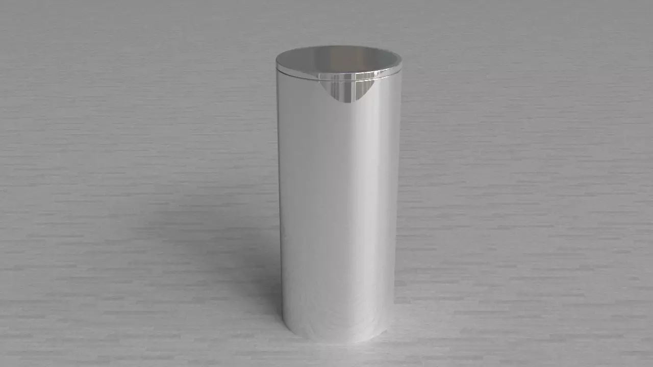 Aluminium  Rounded  long Tin Can with Lid 3D model_1