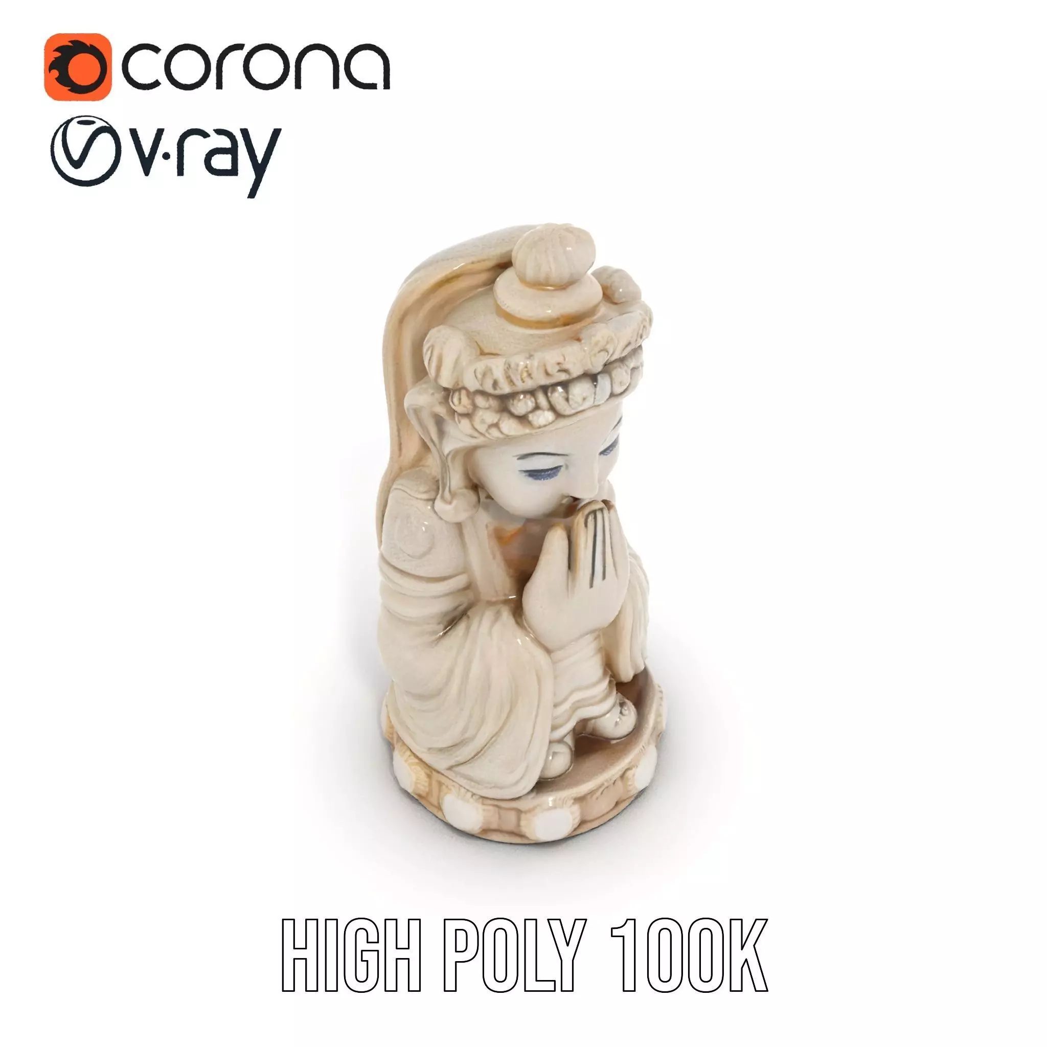 Elegant Ivory Statue model pack Low-poly 3D model_26