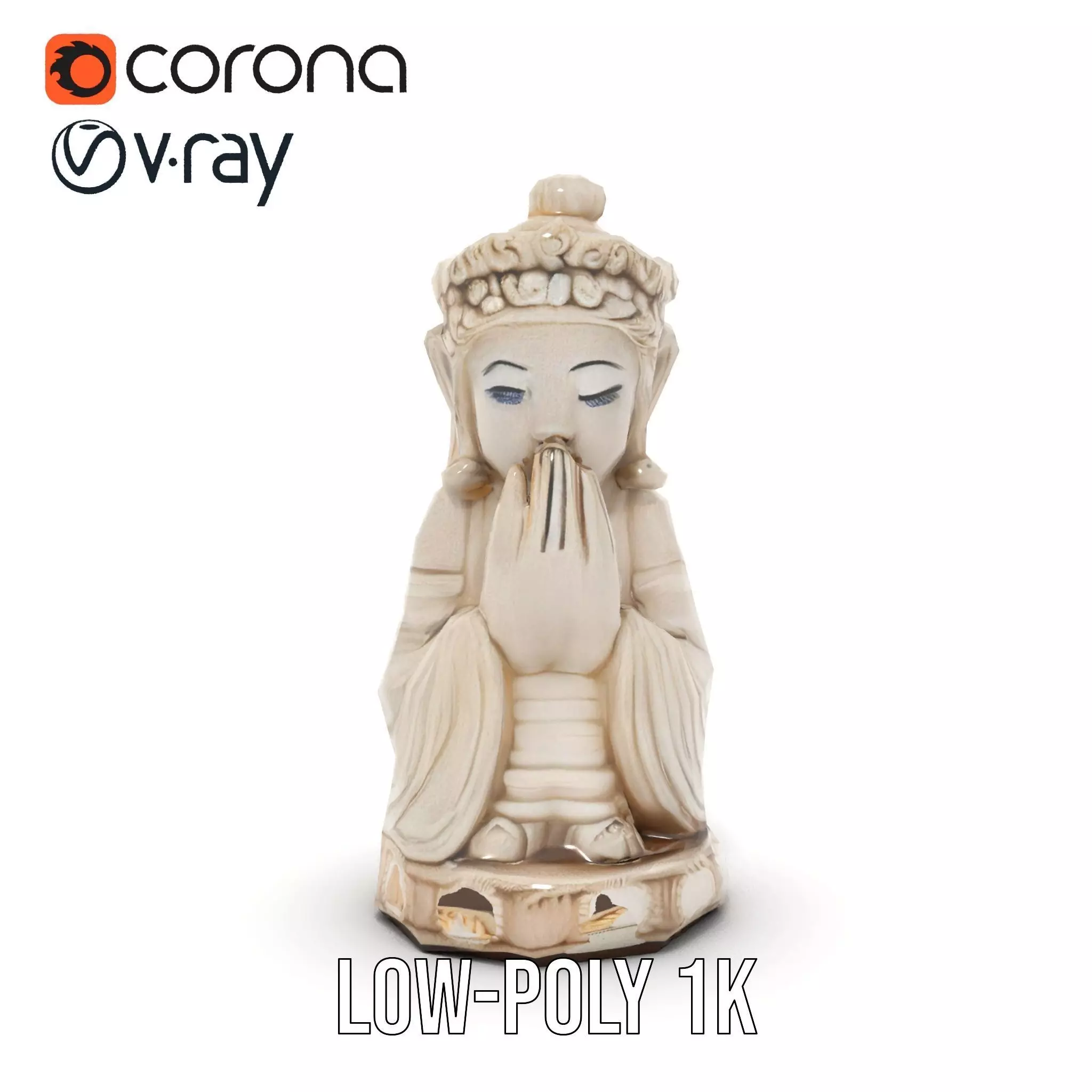 Elegant Ivory Statue model pack Low-poly 3D model_14