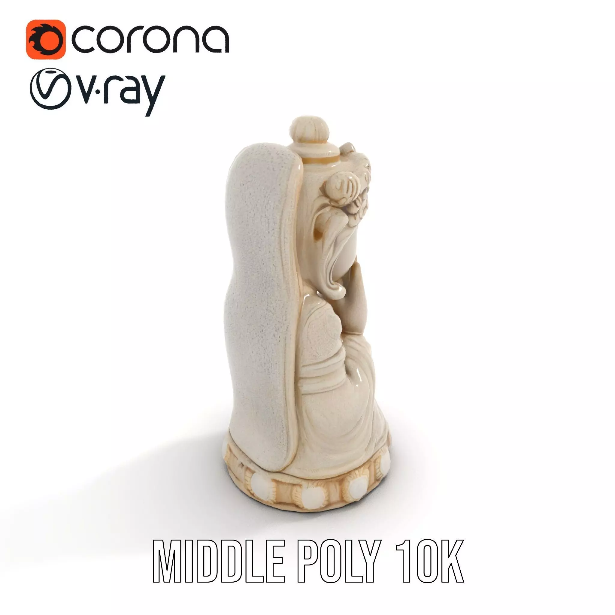 Elegant Ivory Statue model pack Low-poly 3D model_16