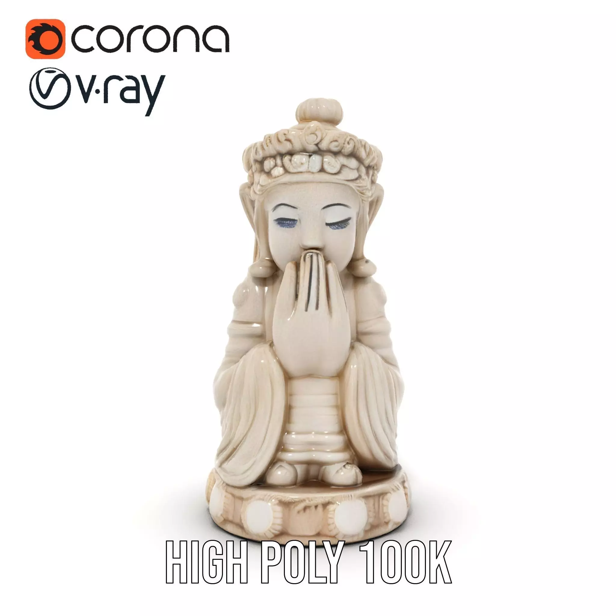 Elegant Ivory Statue model pack Low-poly 3D model_15