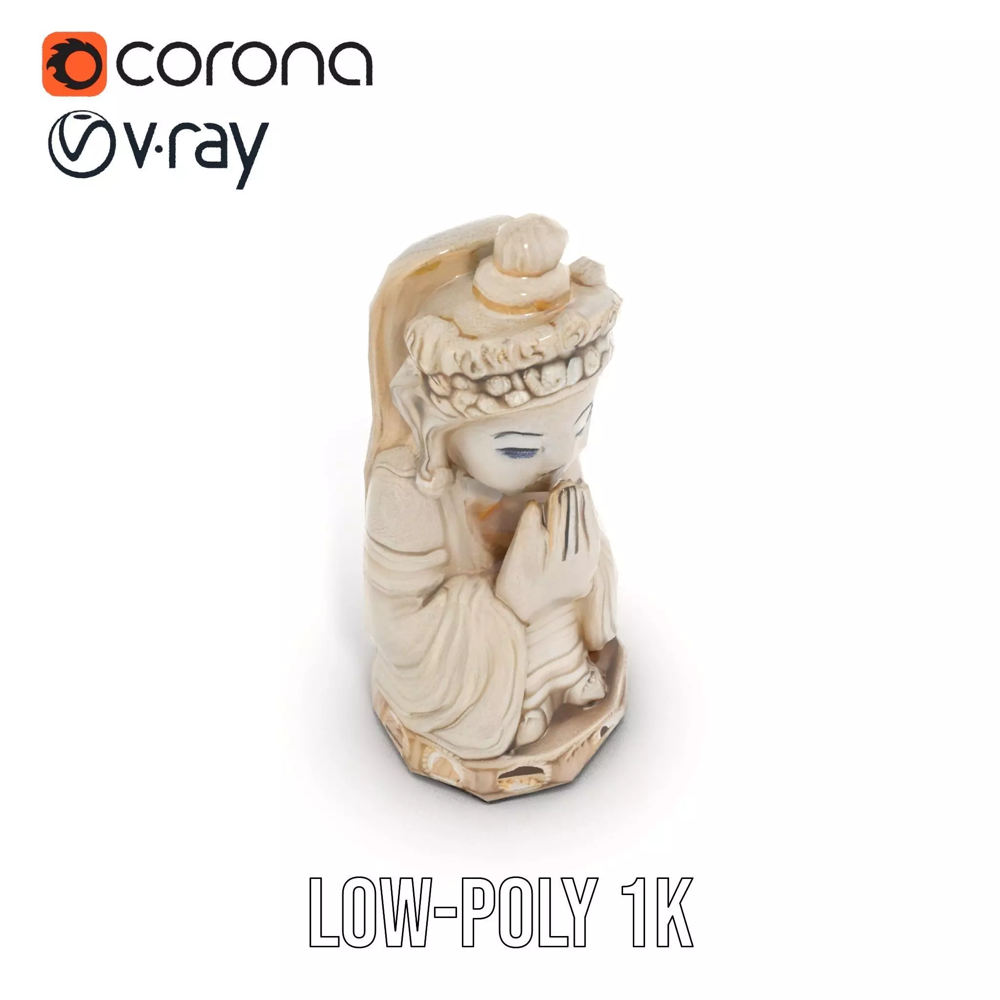 Elegant Ivory Statue model pack Low-poly 3D model_9