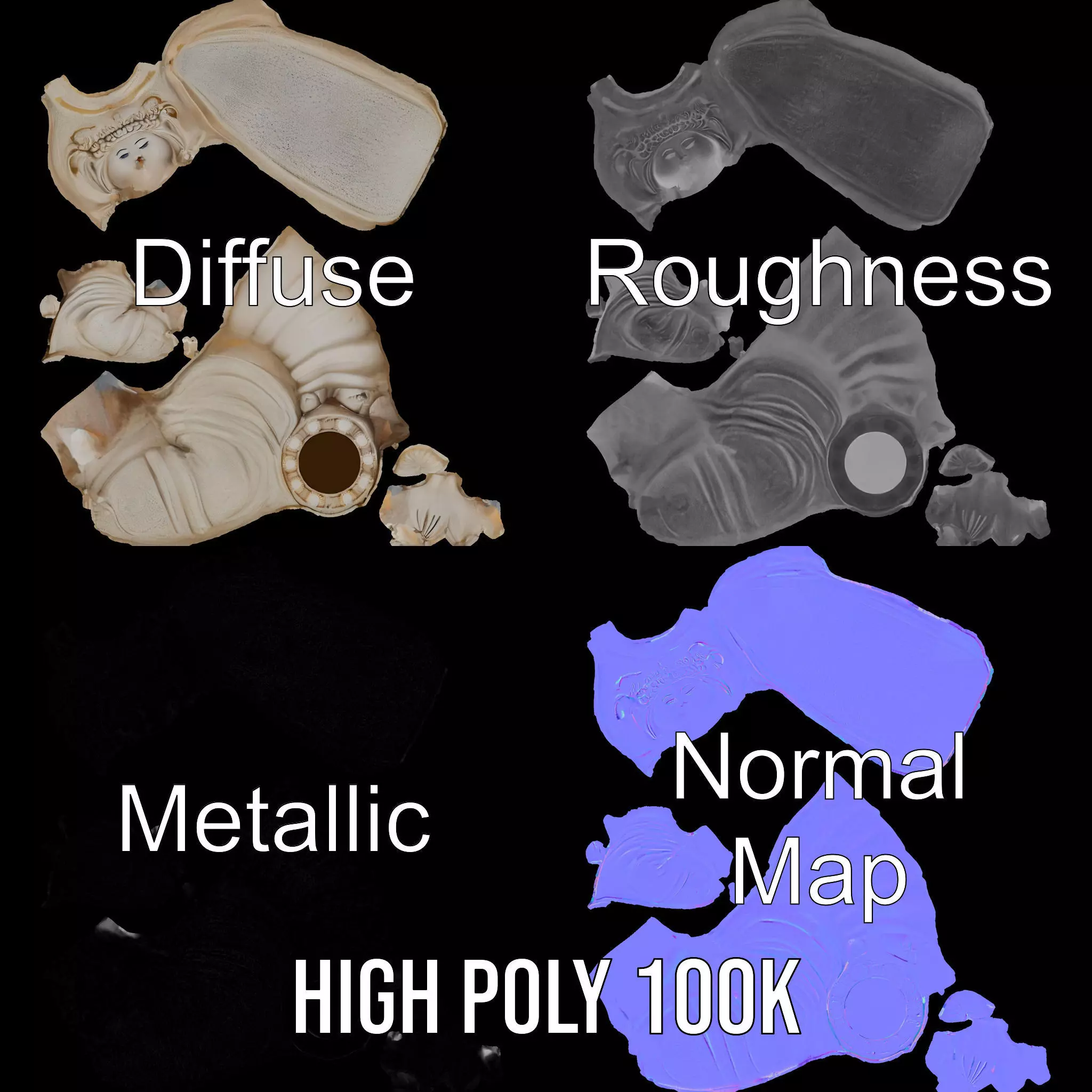 Elegant Ivory Statue model pack Low-poly 3D model_3