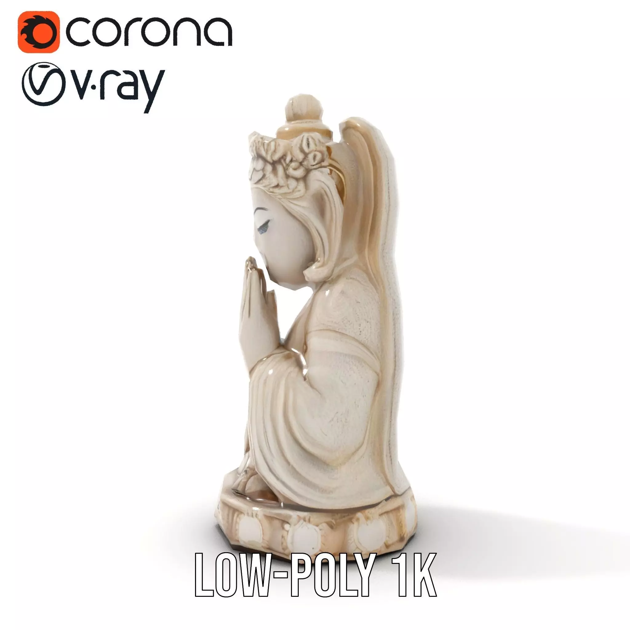 Elegant Ivory Statue model pack Low-poly 3D model_17