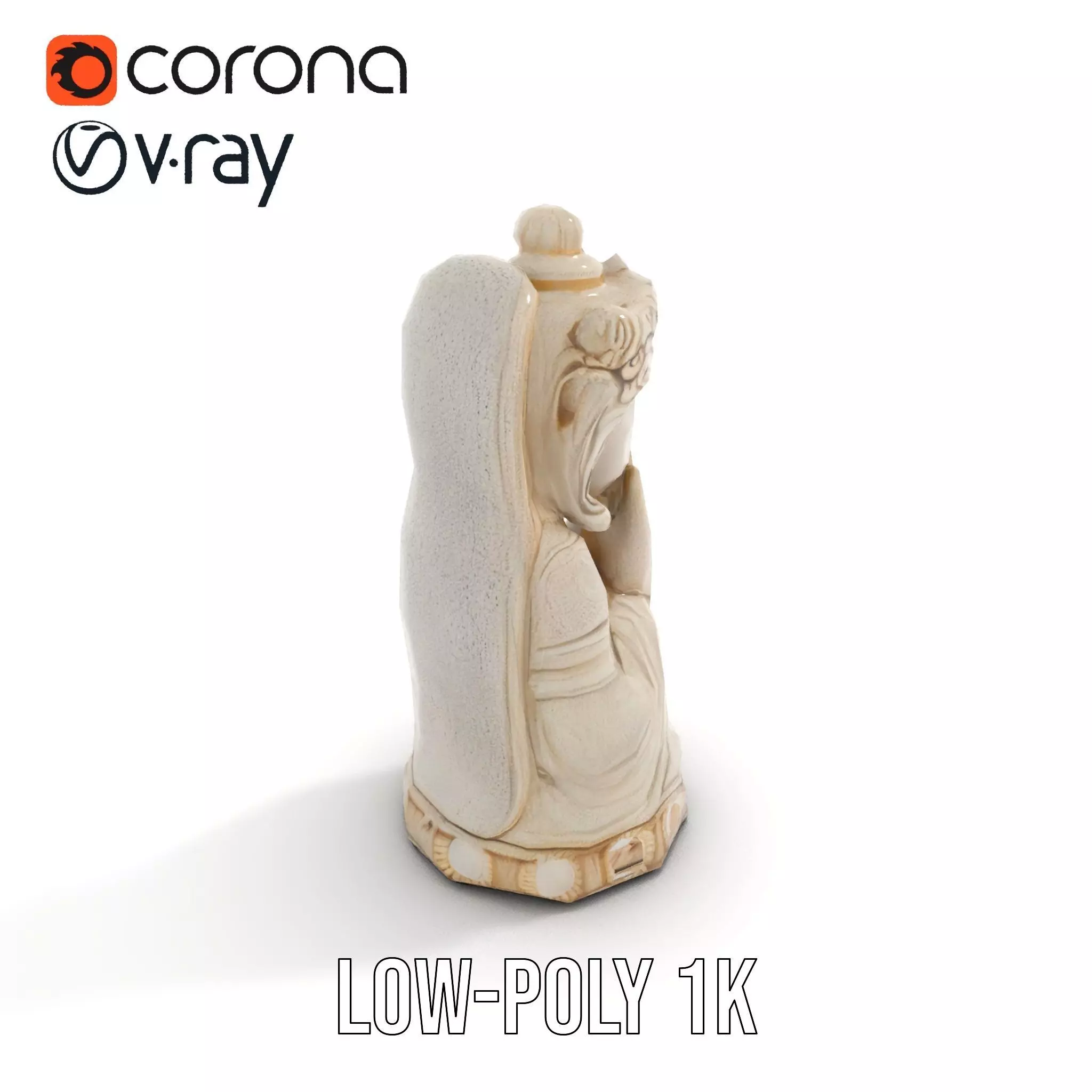 Elegant Ivory Statue model pack Low-poly 3D model_12