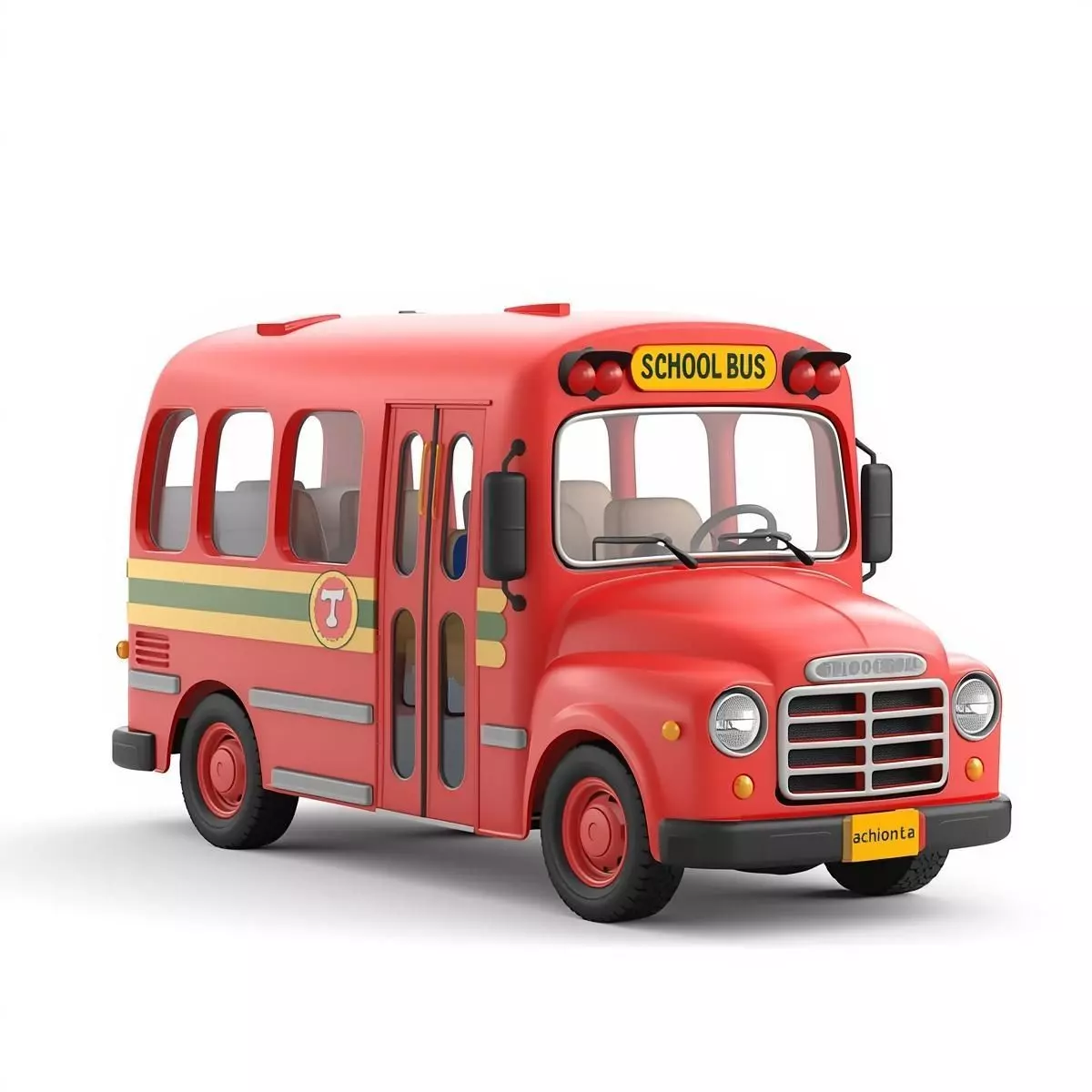 Vibrant Red School Bus 3D Model Low-poly 3D model_0