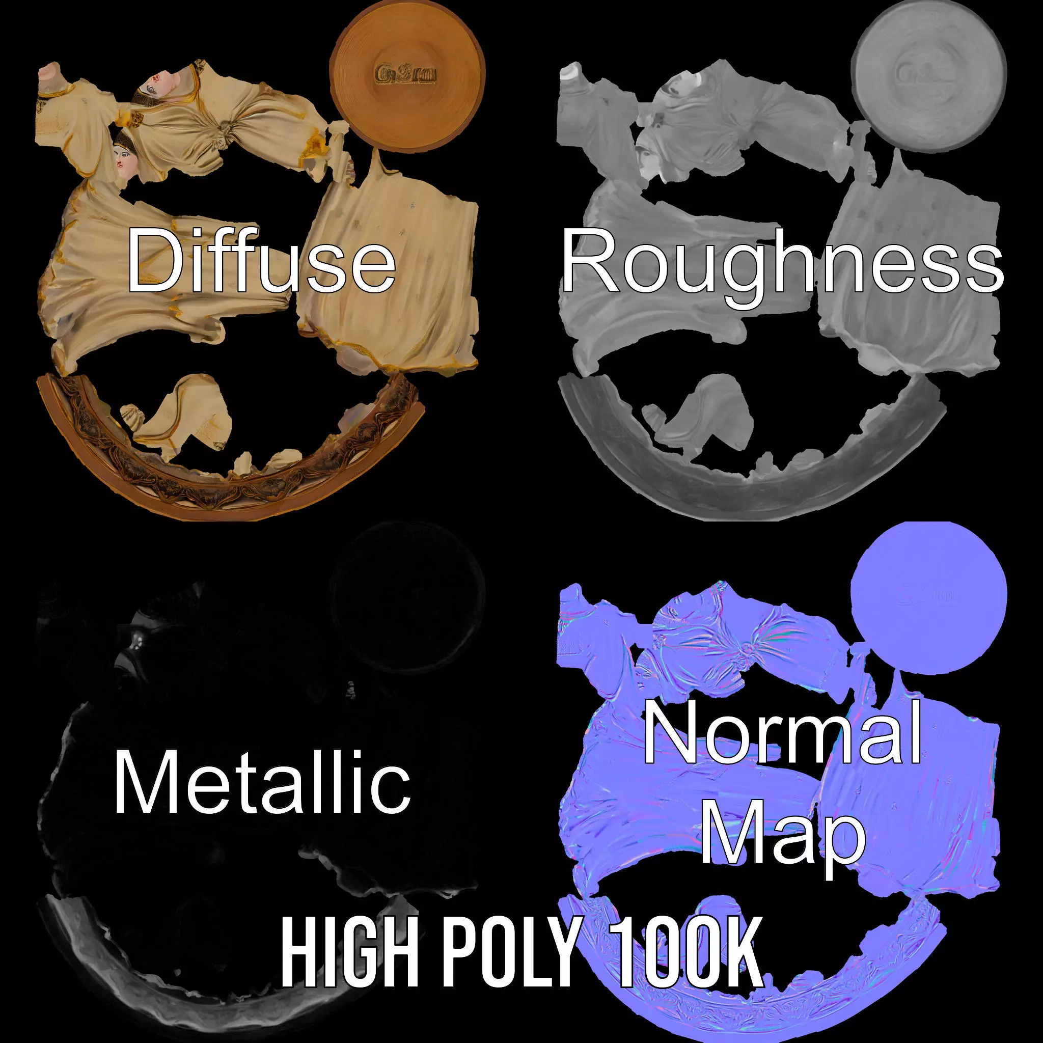 Graceful Figurine Sculpture model pack Low-poly 3D model_3