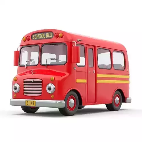 Vibrant Red Classic School Bus 3D Model