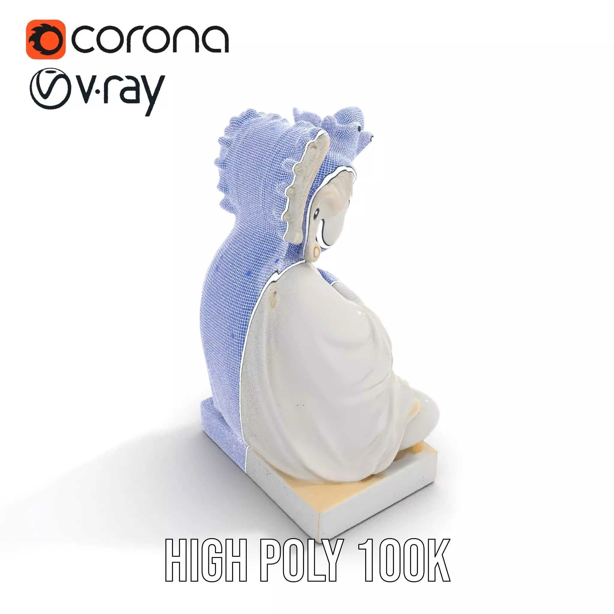 Serene Buddha Sculpture model pack Low-poly 3D model_32