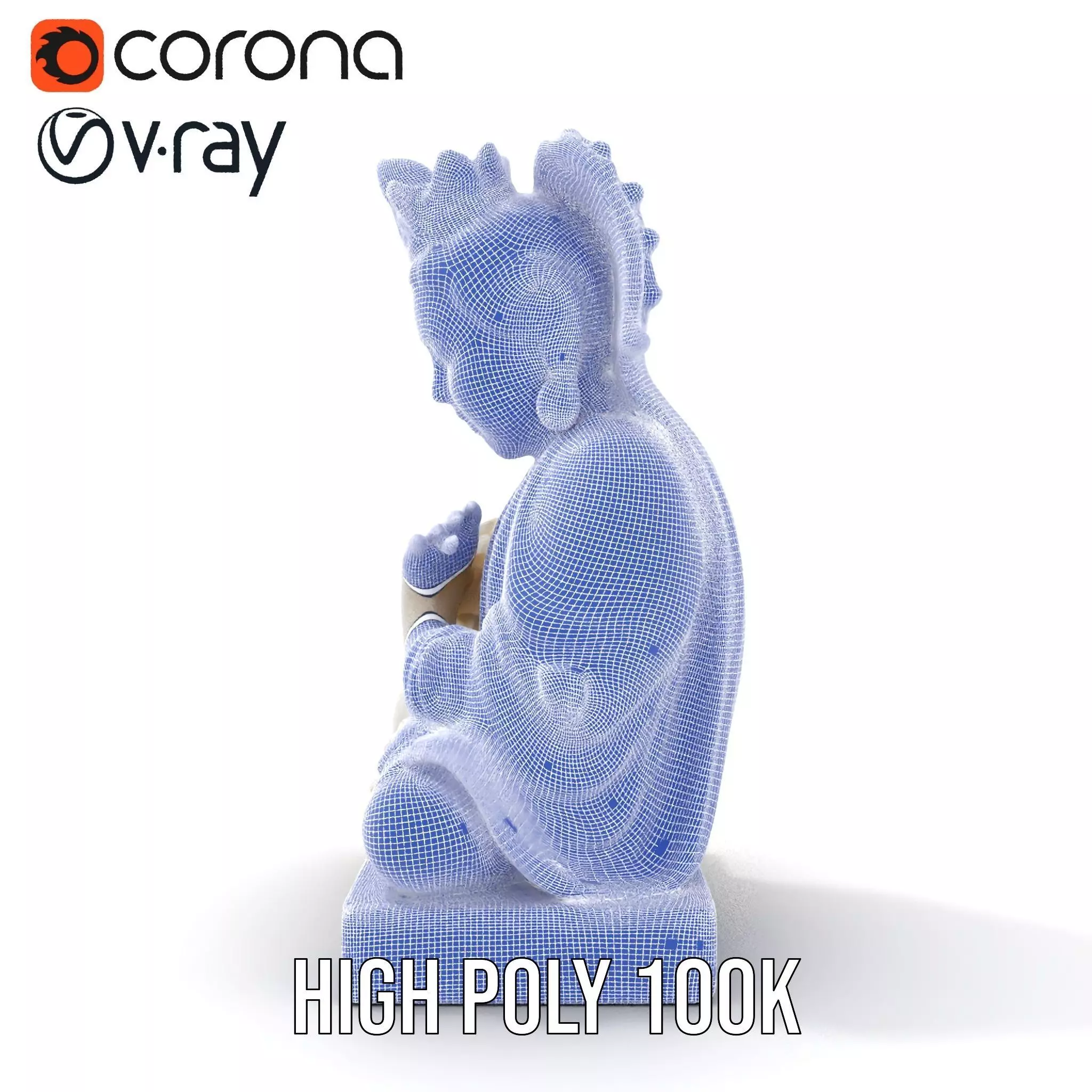 Serene Buddha Sculpture model pack Low-poly 3D model_34