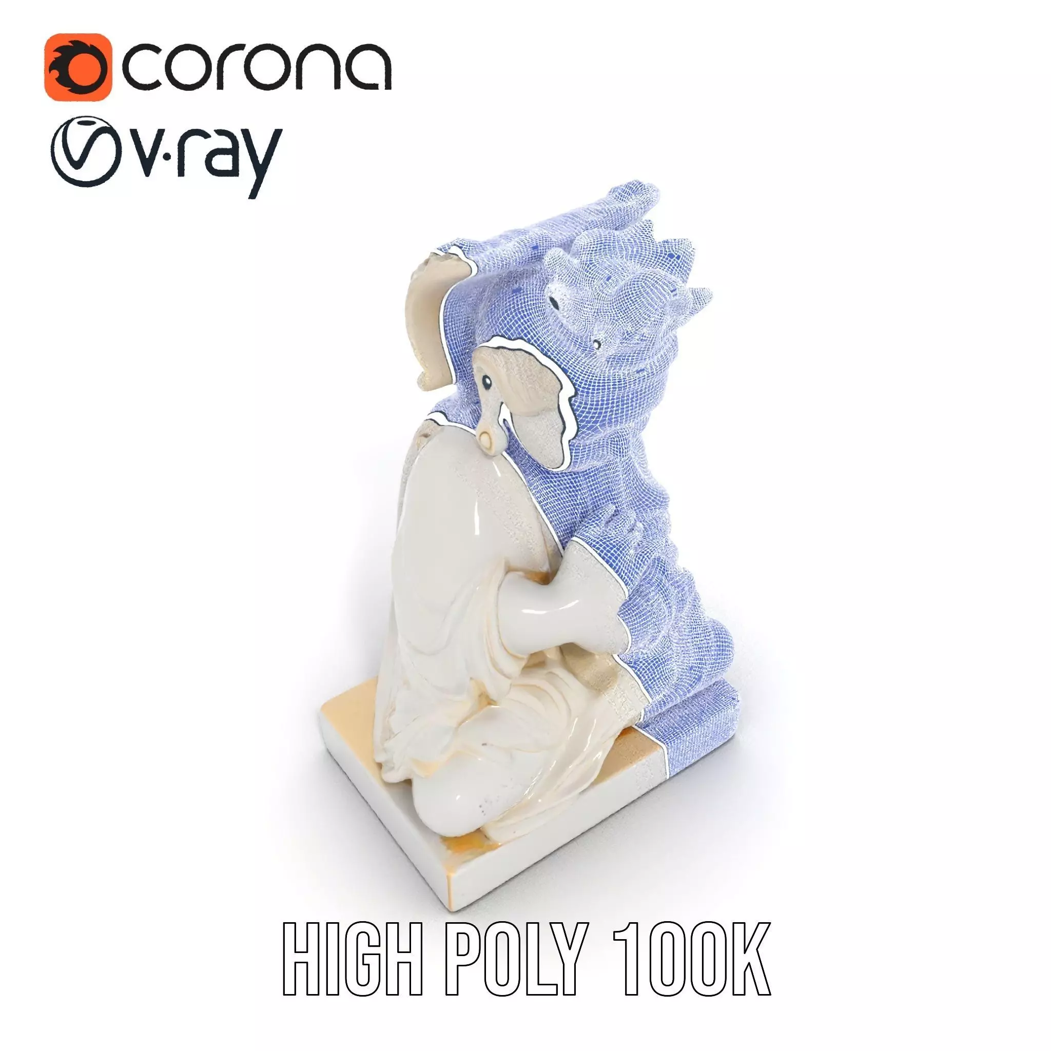 Serene Buddha Sculpture model pack Low-poly 3D model_33