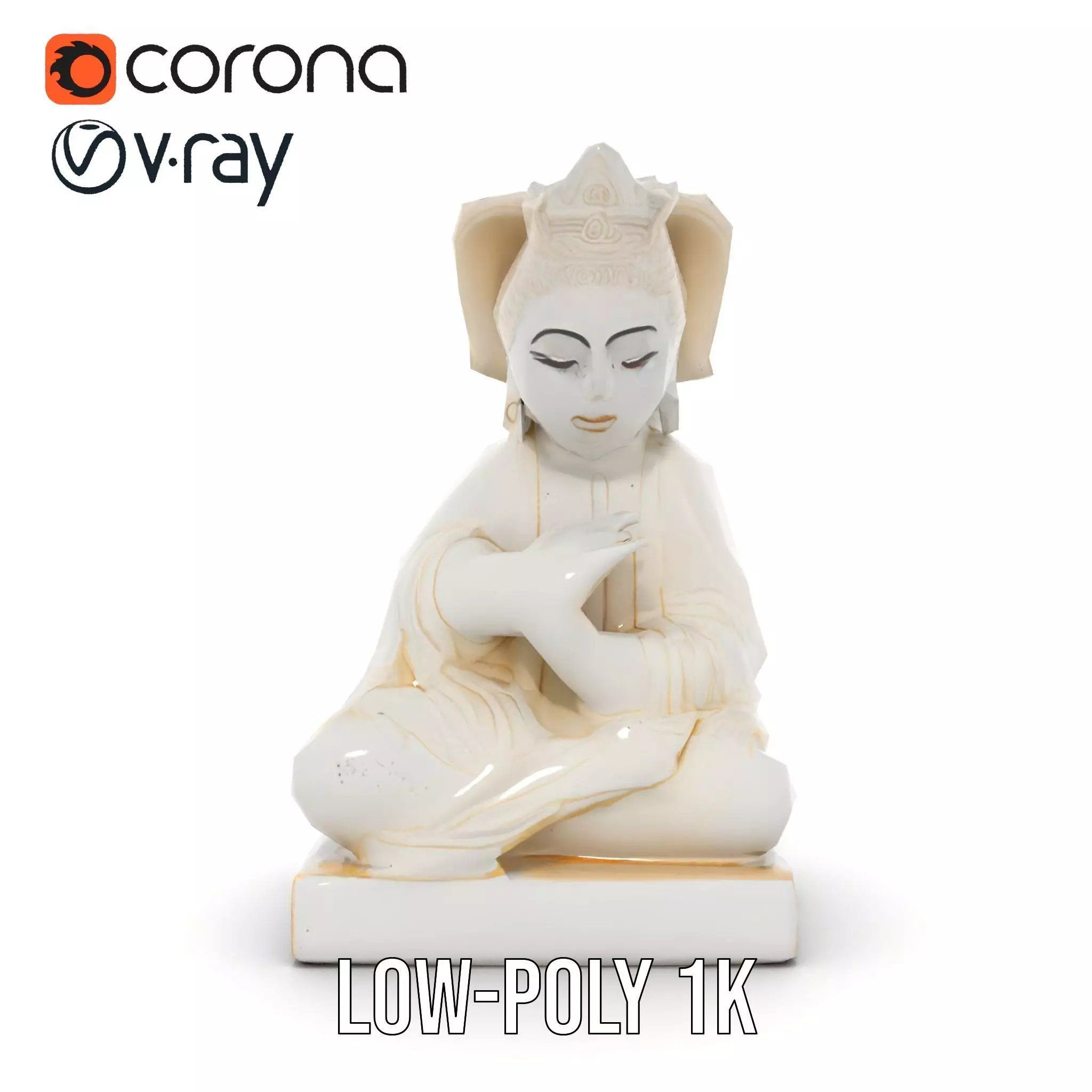 Serene Buddha Sculpture model pack Low-poly 3D model_25