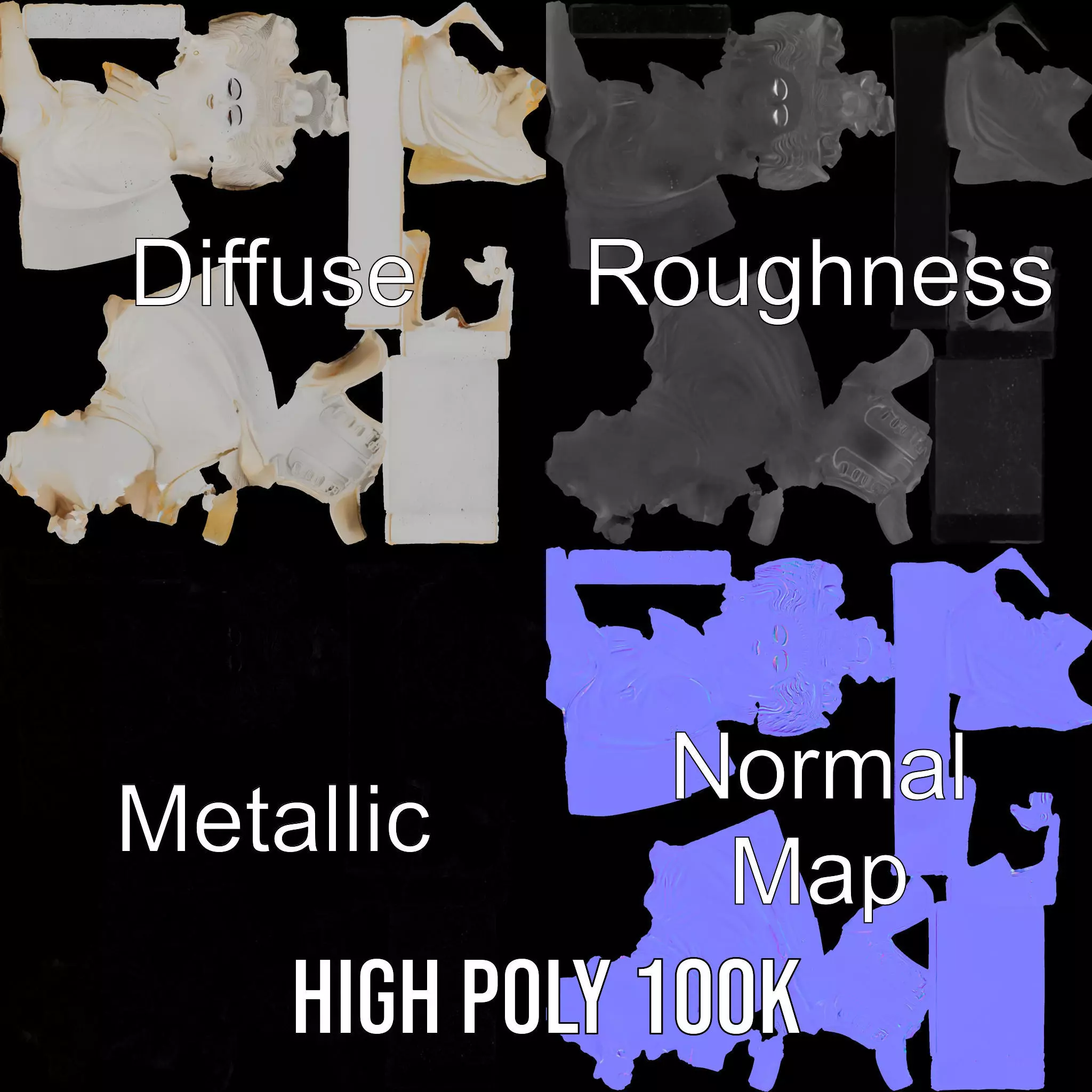 Serene Buddha Sculpture model pack Low-poly 3D model_3