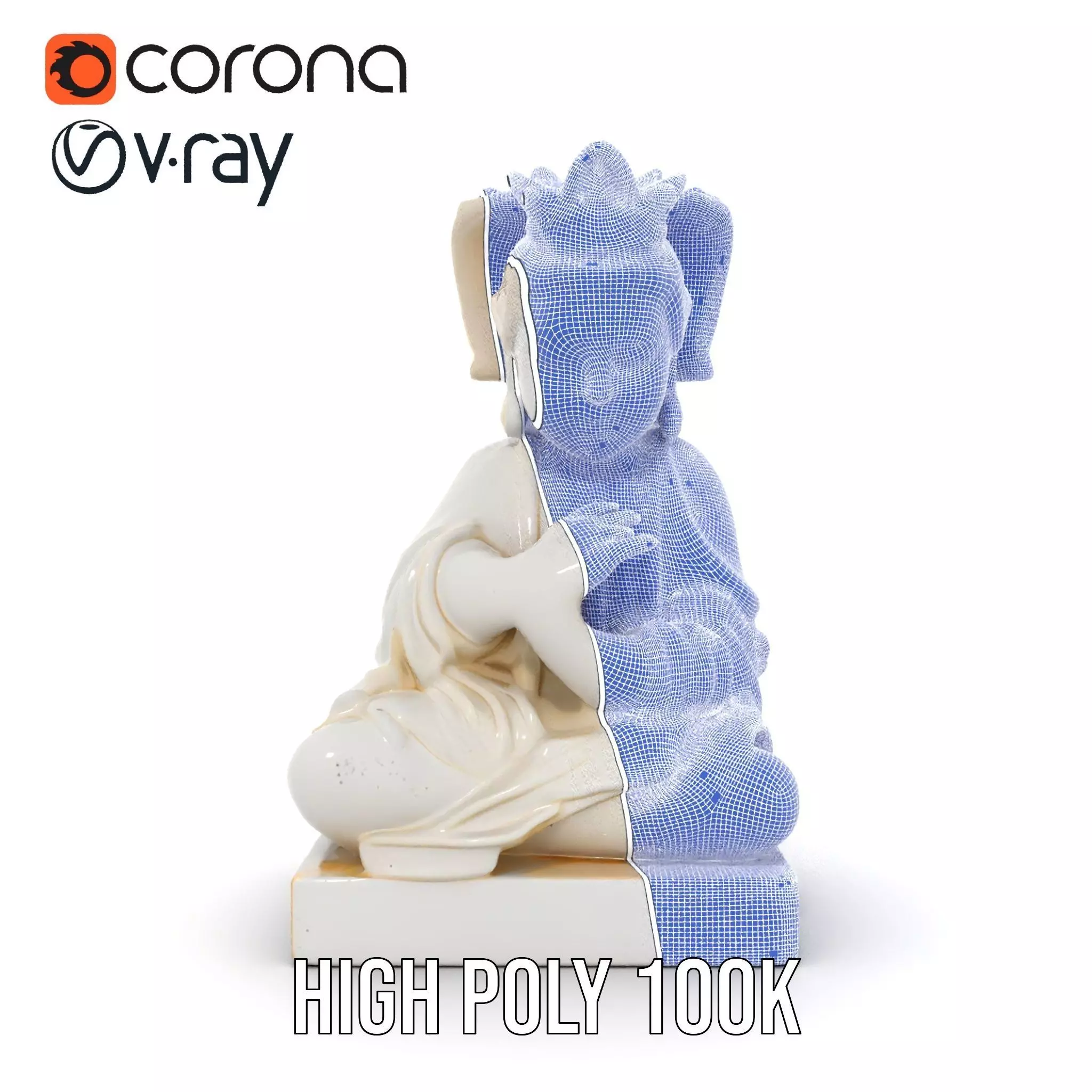 Serene Buddha Sculpture model pack Low-poly 3D model_31