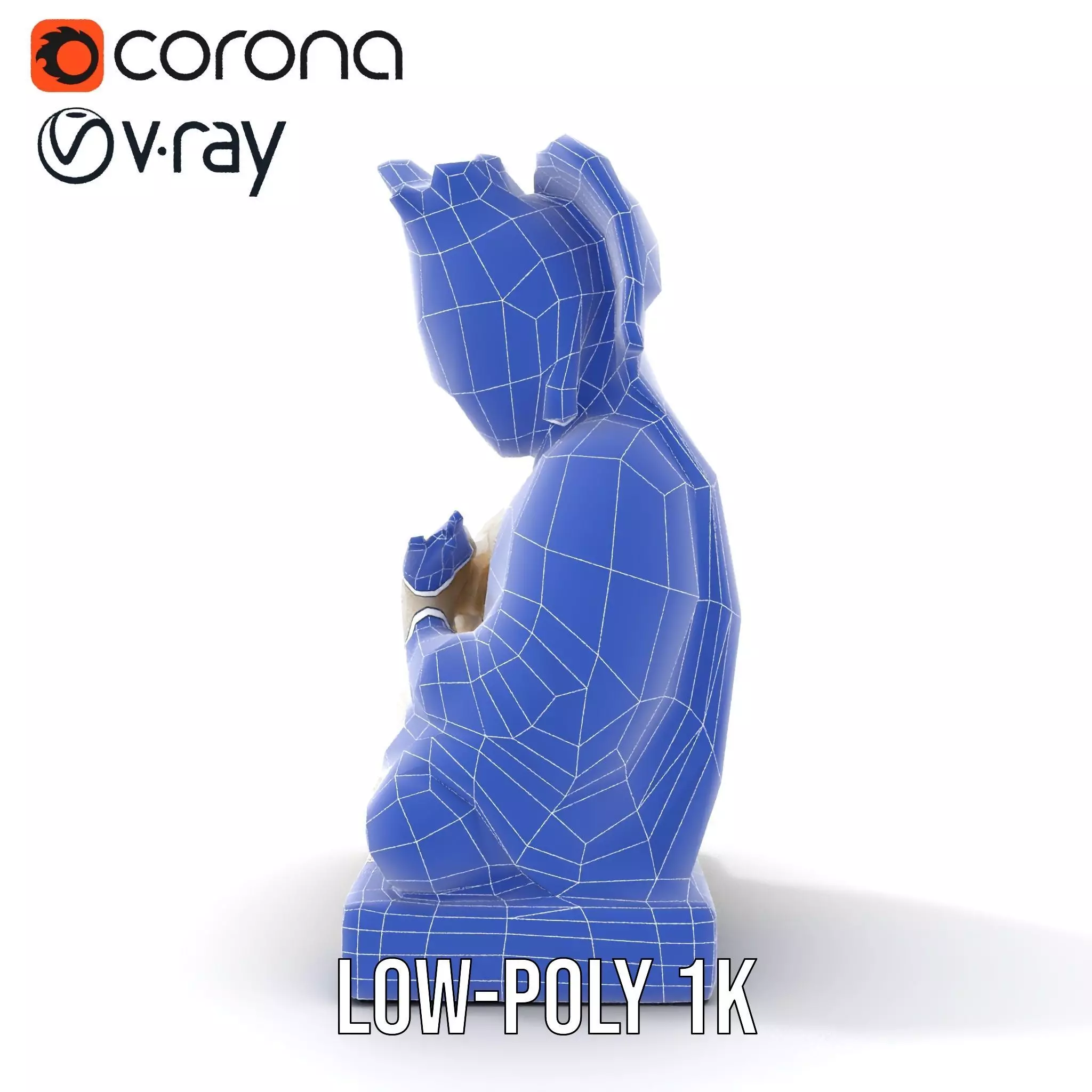 Serene Buddha Sculpture model pack Low-poly 3D model_30