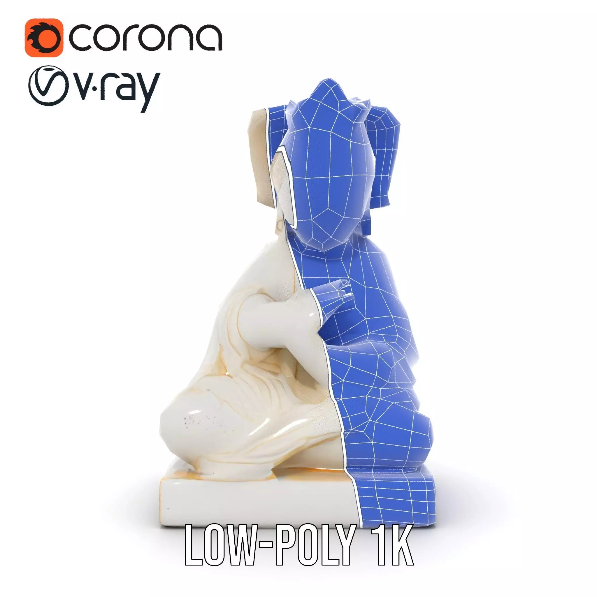 Serene Buddha Sculpture model pack Low-poly 3D model_28