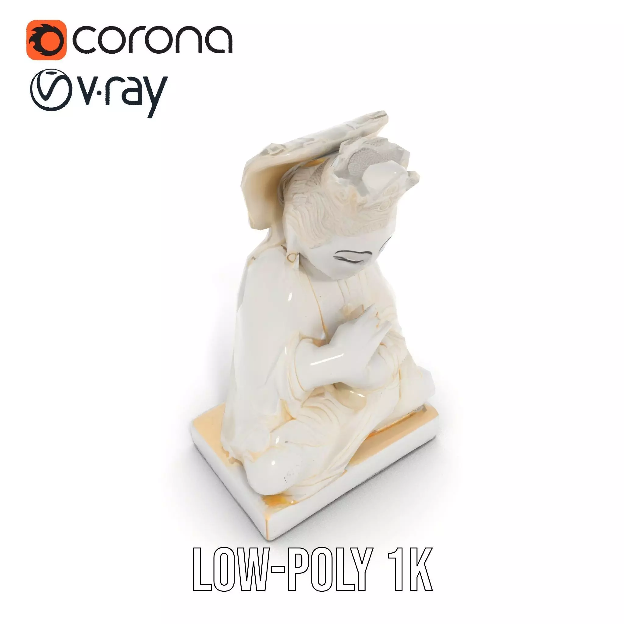 Serene Buddha Sculpture model pack Low-poly 3D model_9