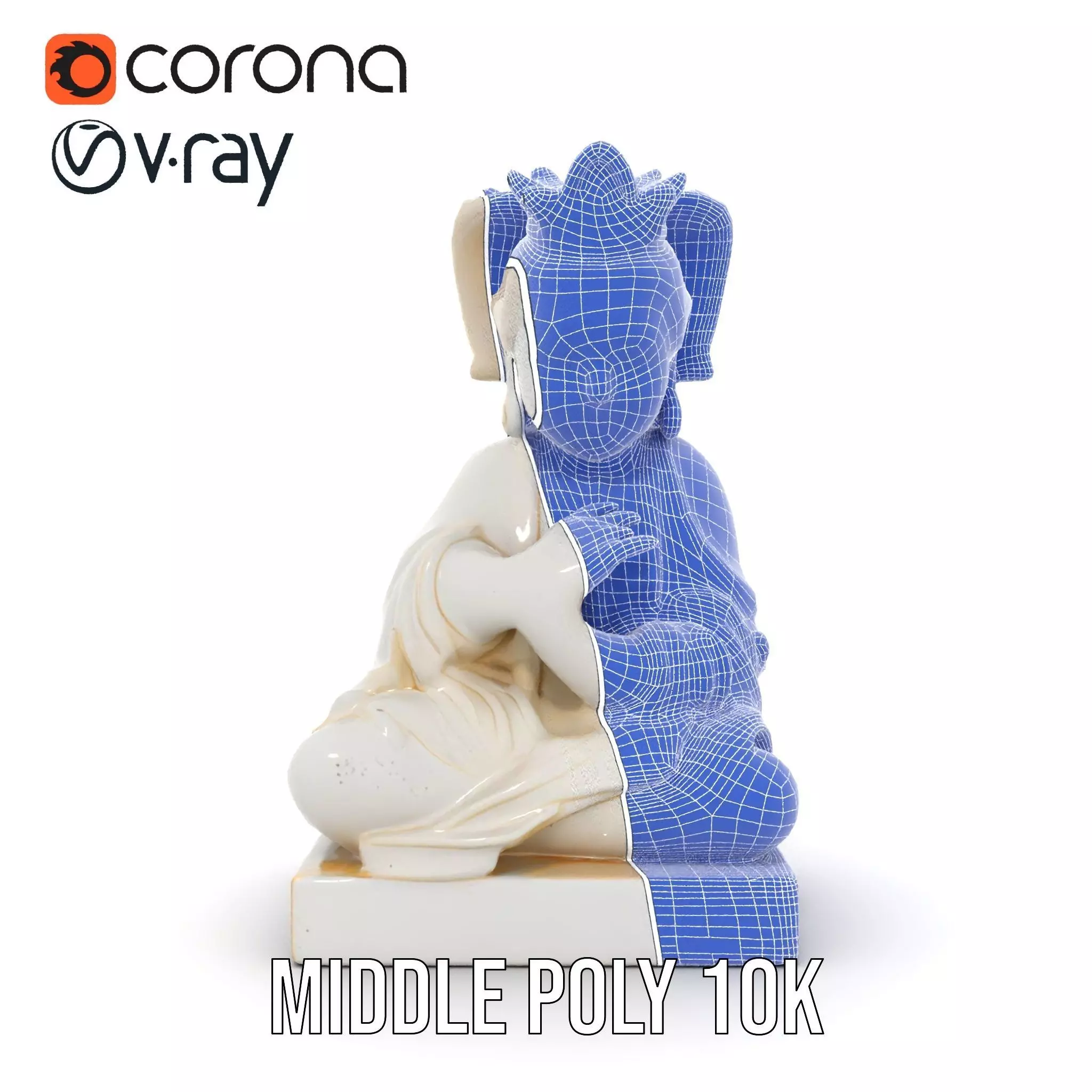 Serene Buddha Sculpture model pack Low-poly 3D model_27