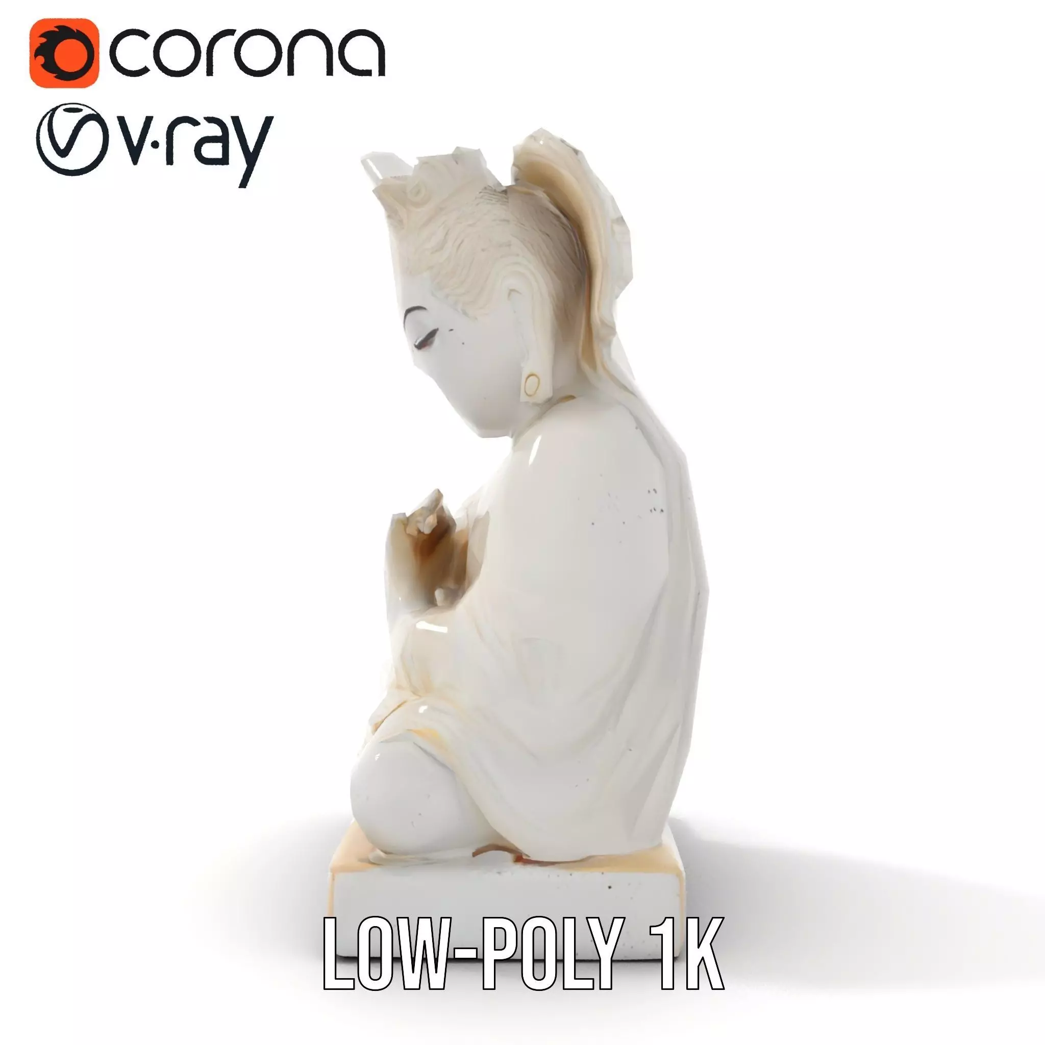 Serene Buddha Sculpture model pack Low-poly 3D model_14