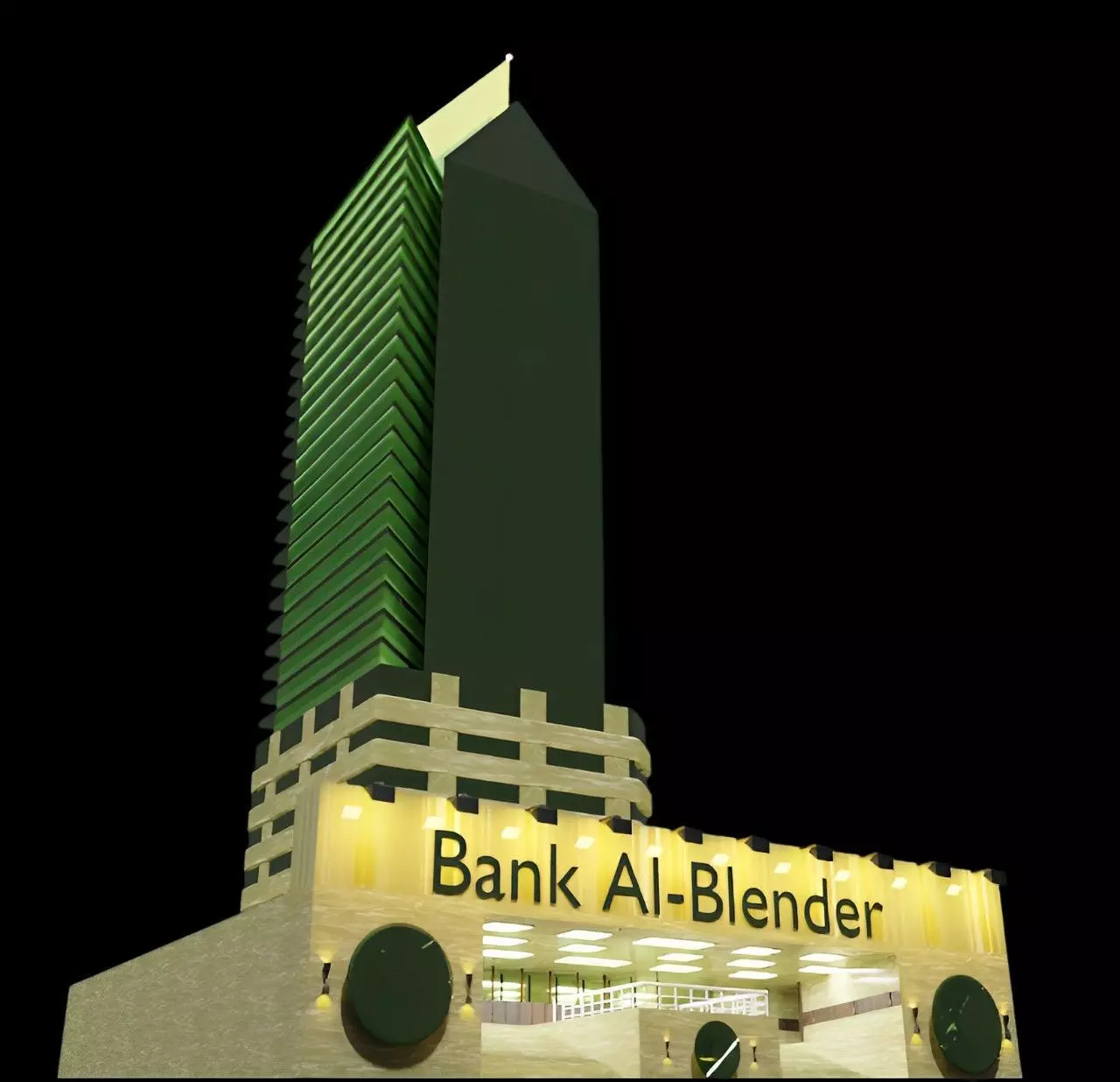Bank Al-Blender Modern Skyscraper 3D Model 3D model
